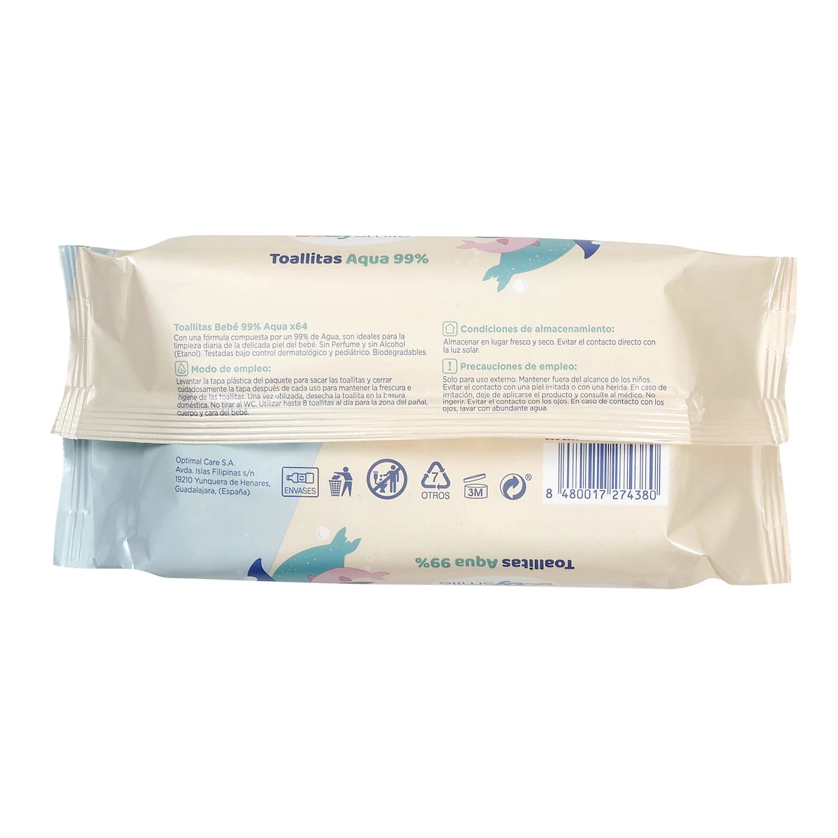 Toalhitas Aqua 99% BabySmile 64 Unid.