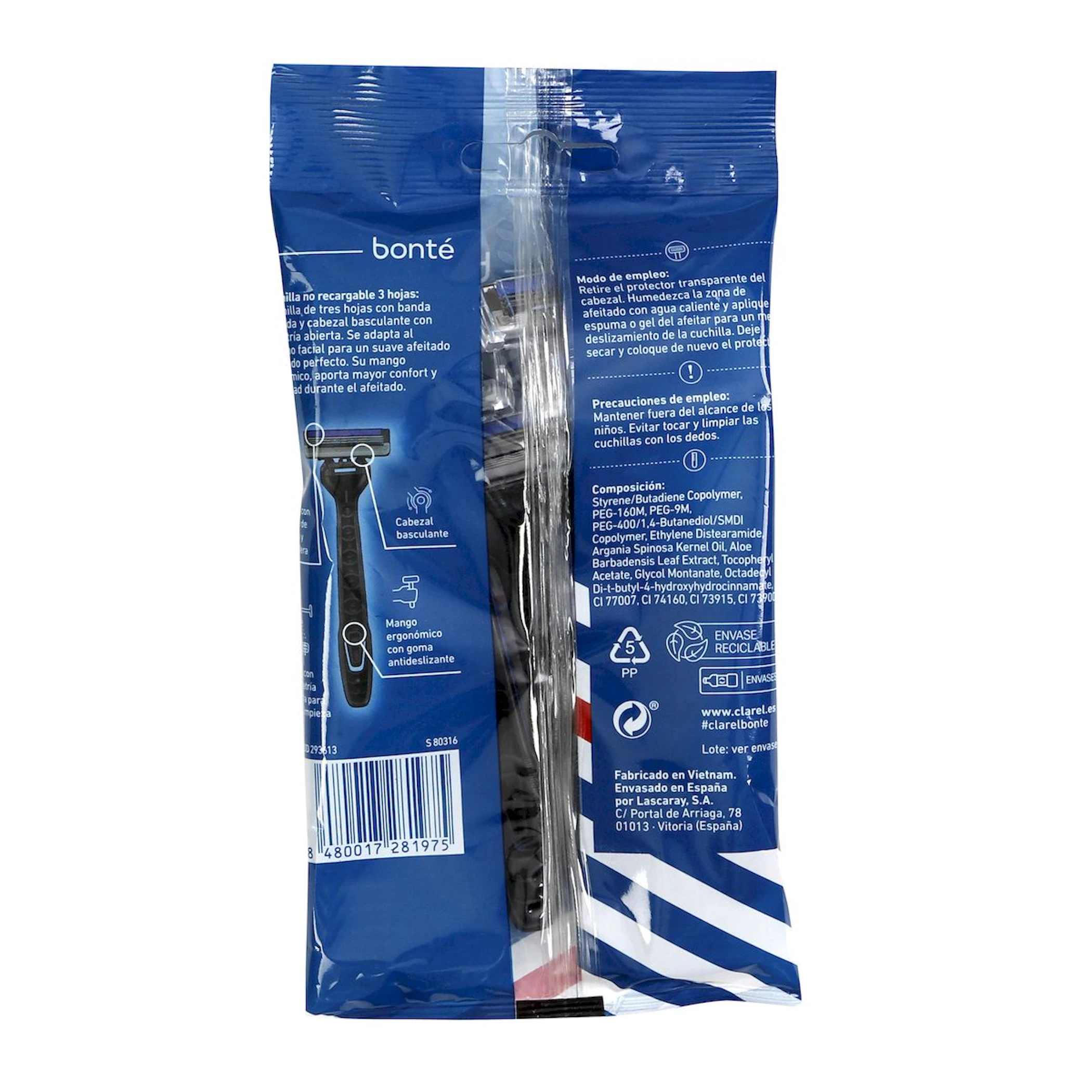 Maquinilla Desechable 3 Hojas Bonté 4 Uds