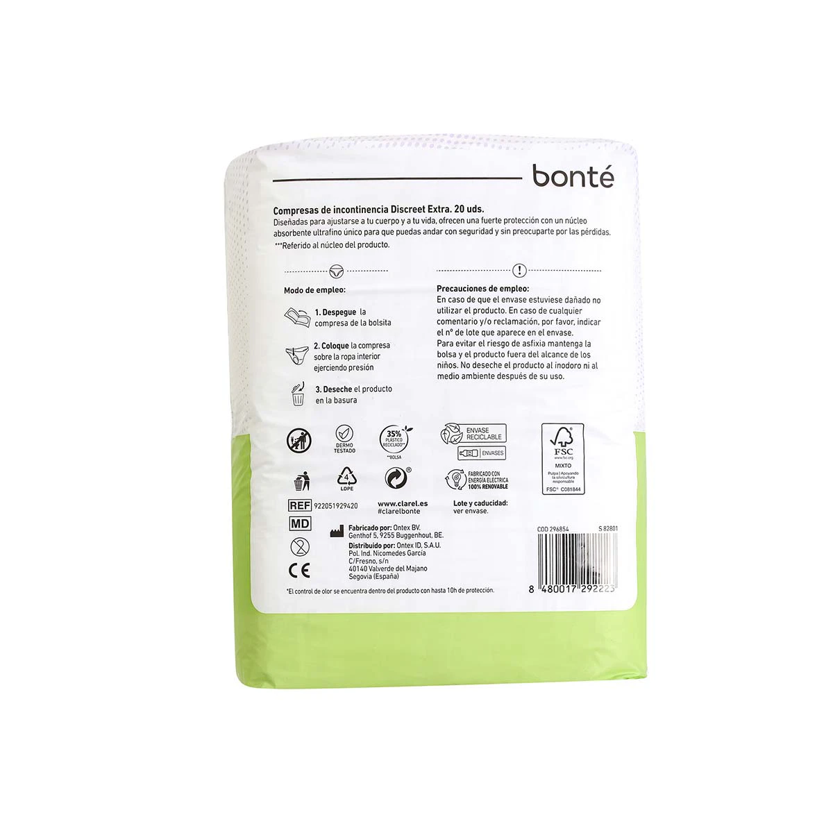 Compresas Incontinencia Extra Bonté 20 Uds