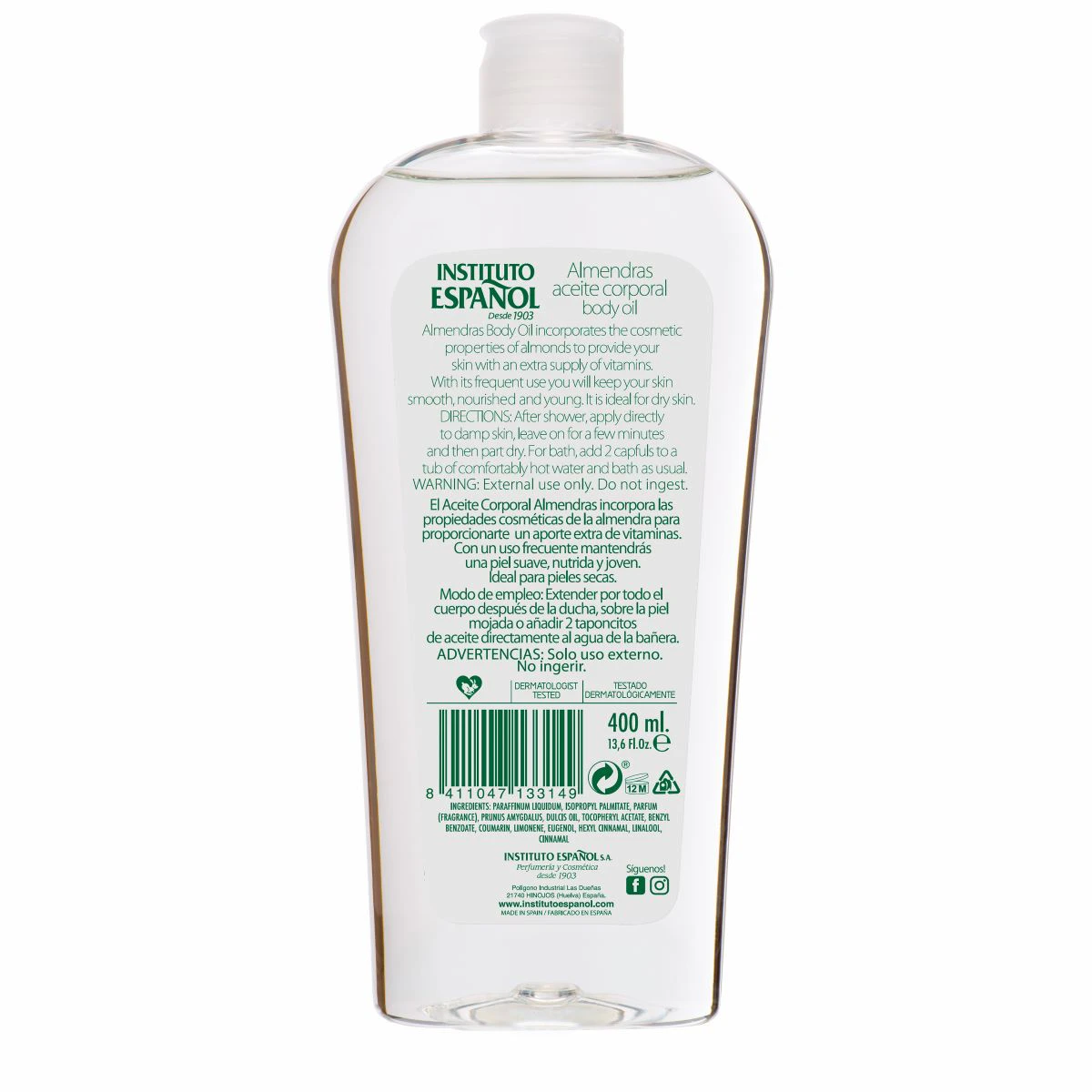 Óleo Corporal Amêndoas Instituto Español 400Ml