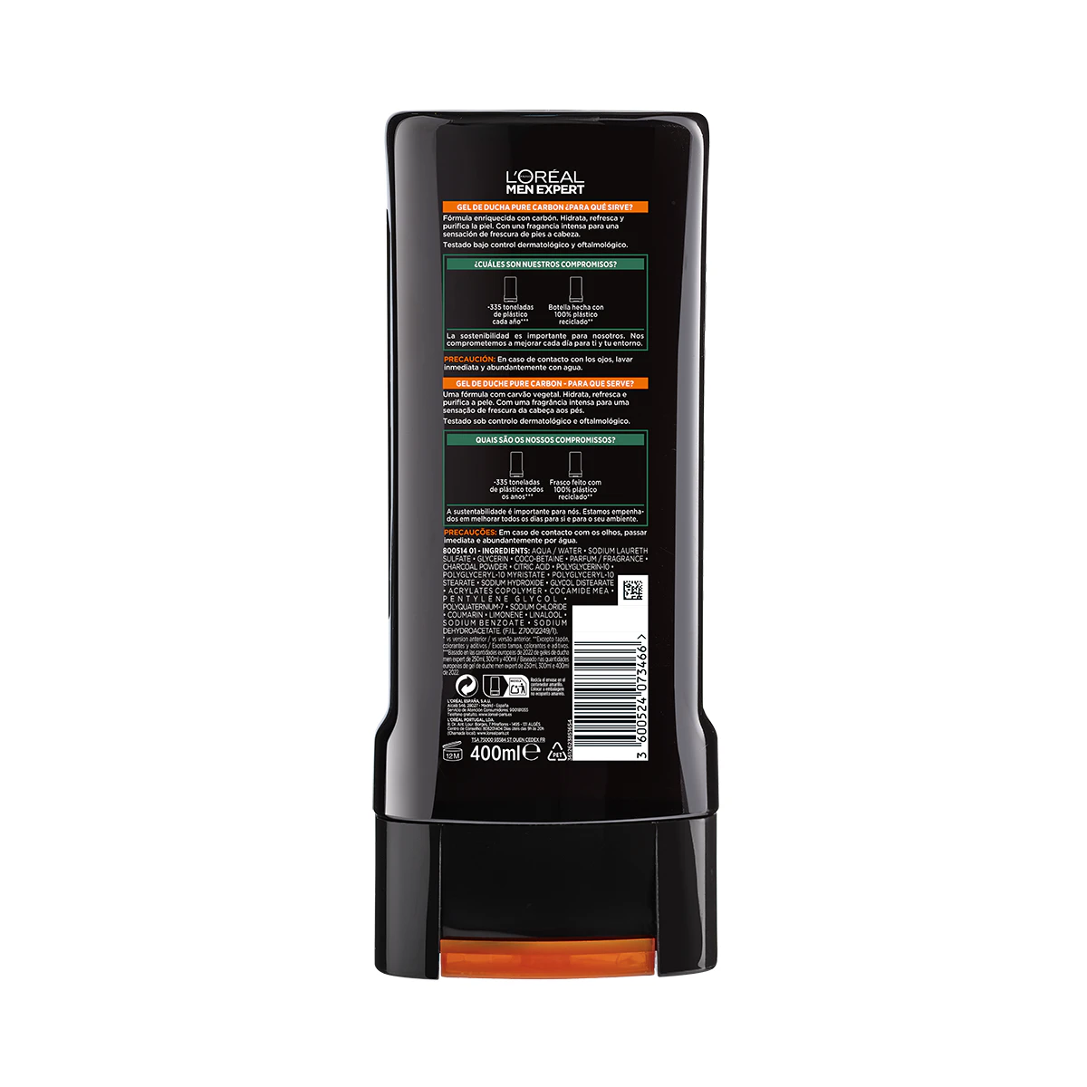 Gel De Ducha Pure Carbón 5 En 1 L'Oréal Men Expert 400Ml