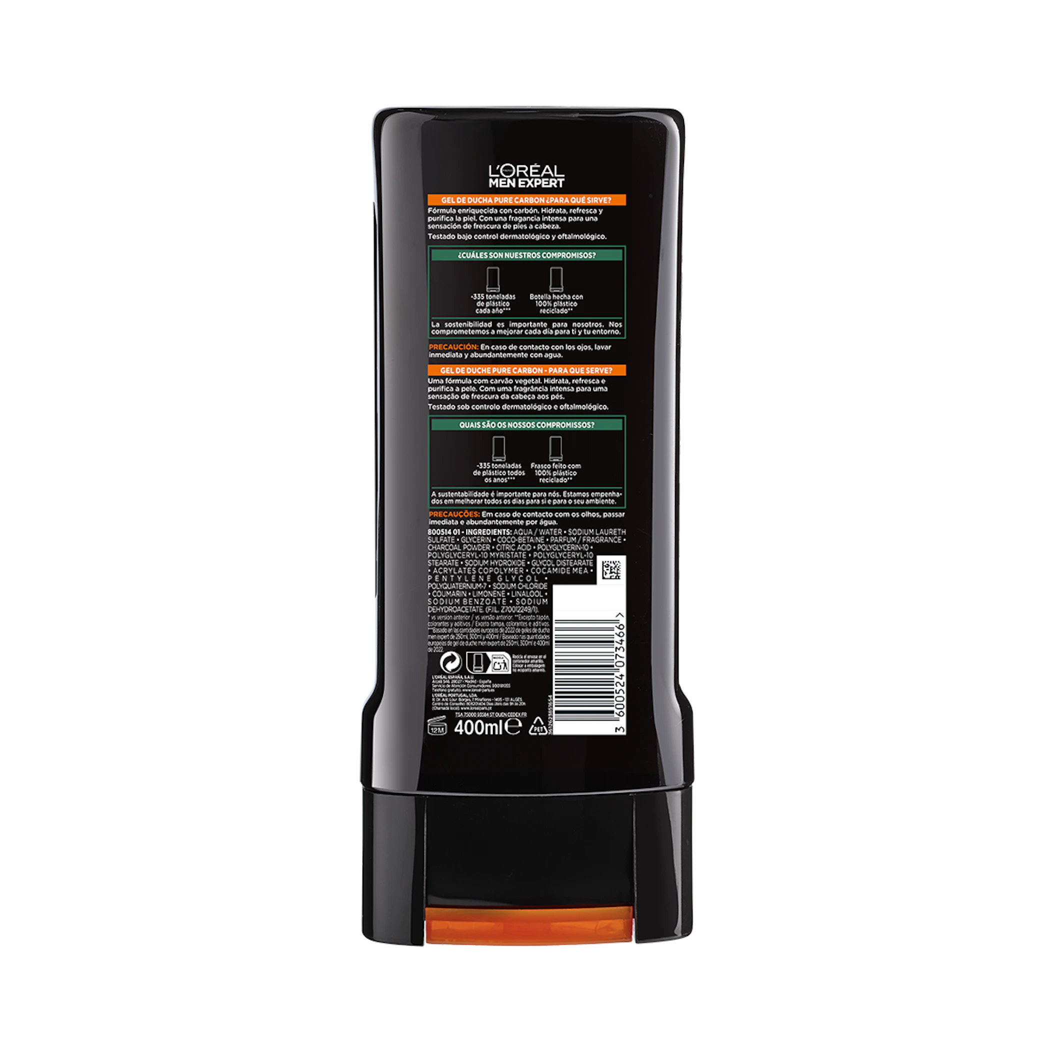 Gel De Ducha Pure Carbón 5 En 1 L'Oréal Men Expert 400Ml