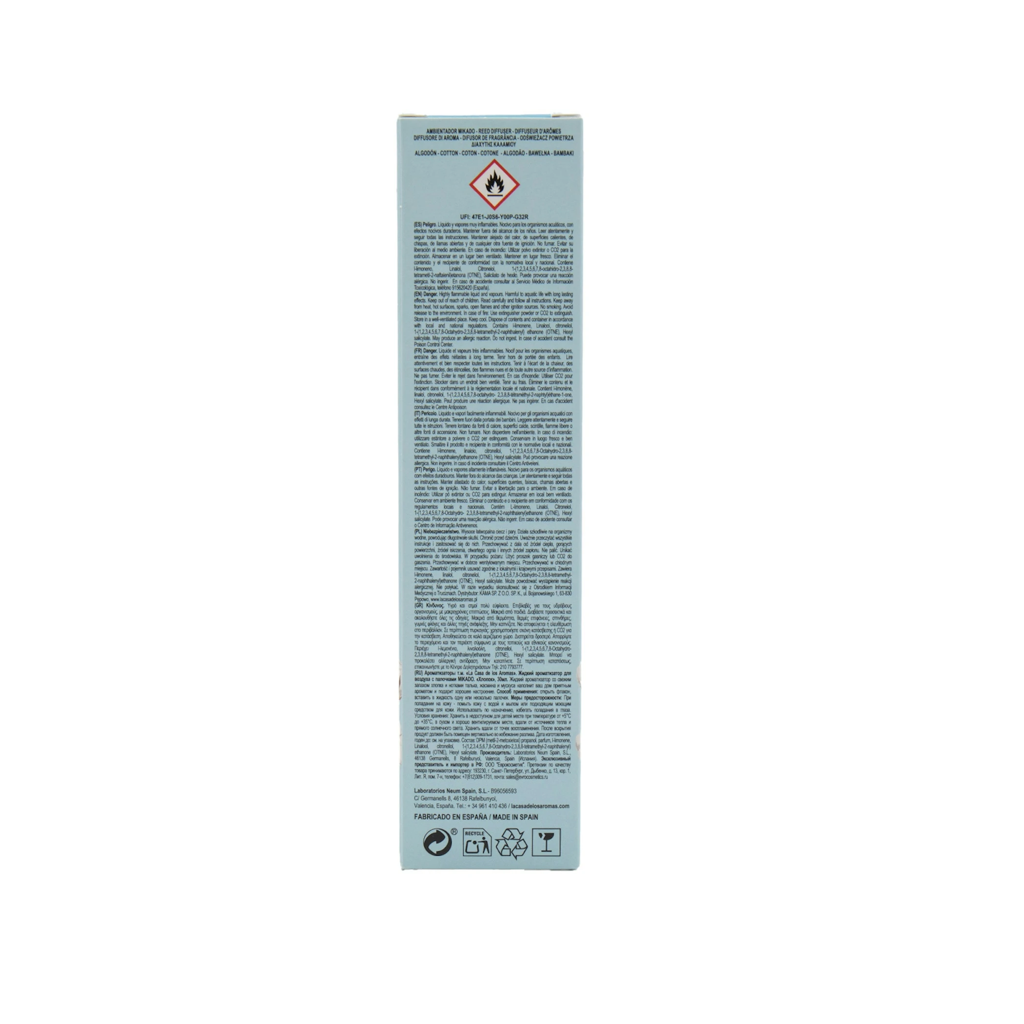 Ambientador Mikado Basic Pure Cotton La Casa De Los Aromas 30Ml
