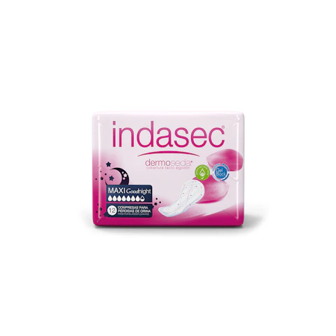 Compresas para incontinencia maxi night Dermoseda Indasec 12 ud. 12 uds