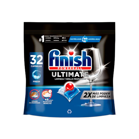 Detergente Lavavajillas Todo En Uno Finish Ultimate 32 Cápsulas