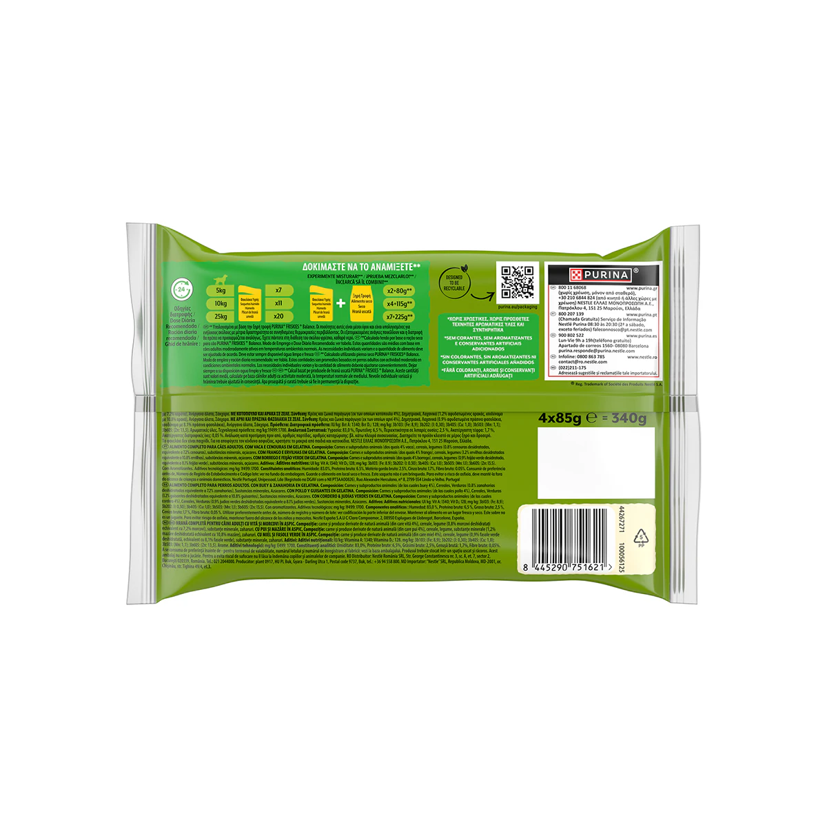 Comida Húmeda Perros Mix Carnes Gelatina Friskies Pack 4X85G