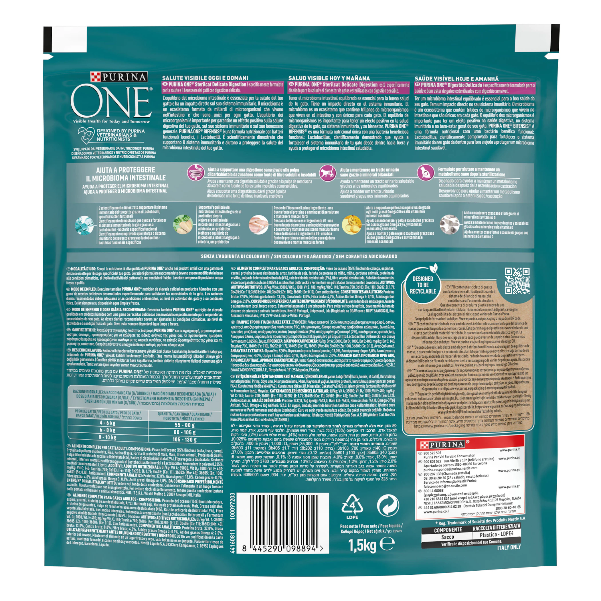 Pienso Gatos Esterilizados Digestión Delicada Pescado Bifensis Purina One 1.5Kg
