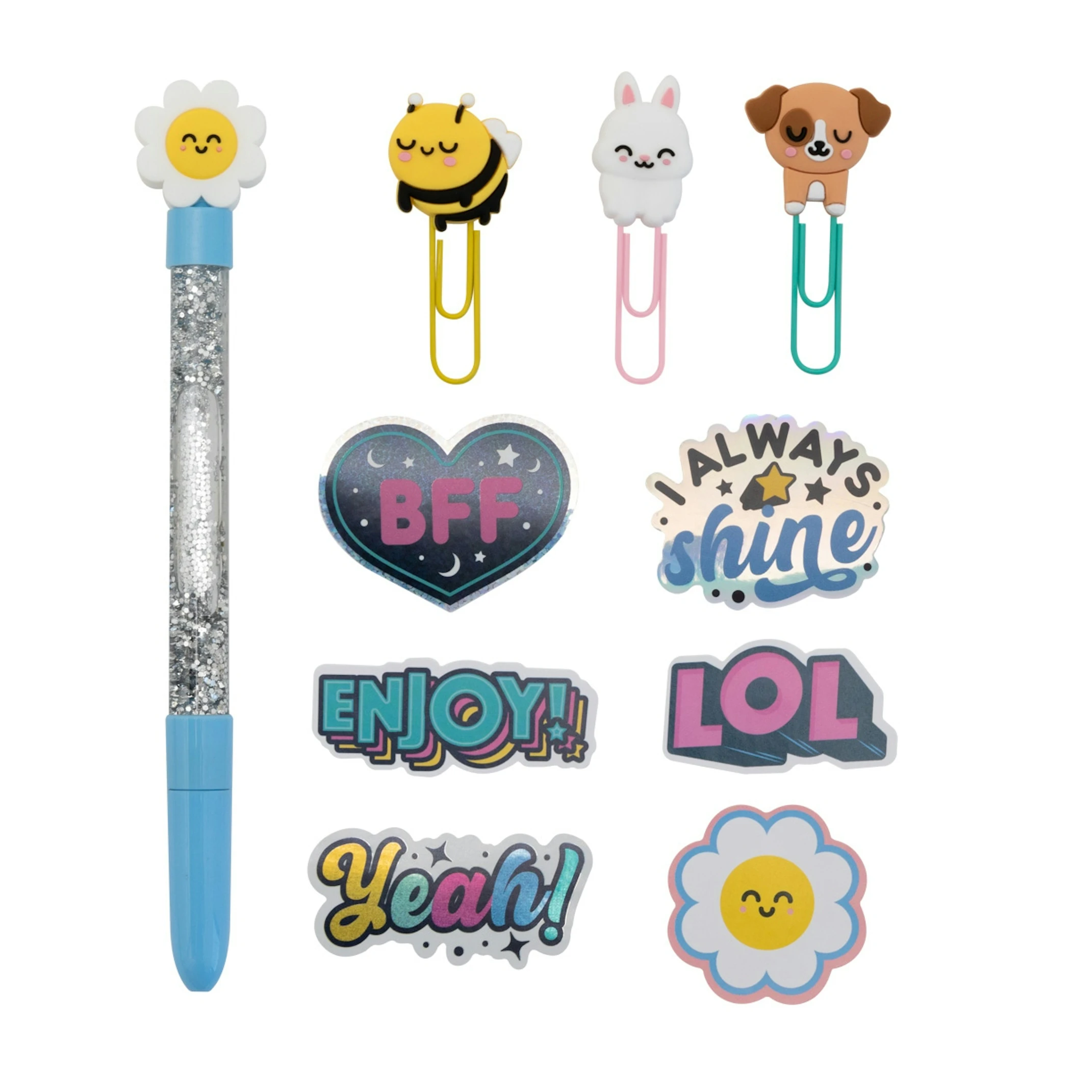 Set Write Your Own Destiny Estojo + Caneta + Clipes + Autocolantes Mr. Wonderful