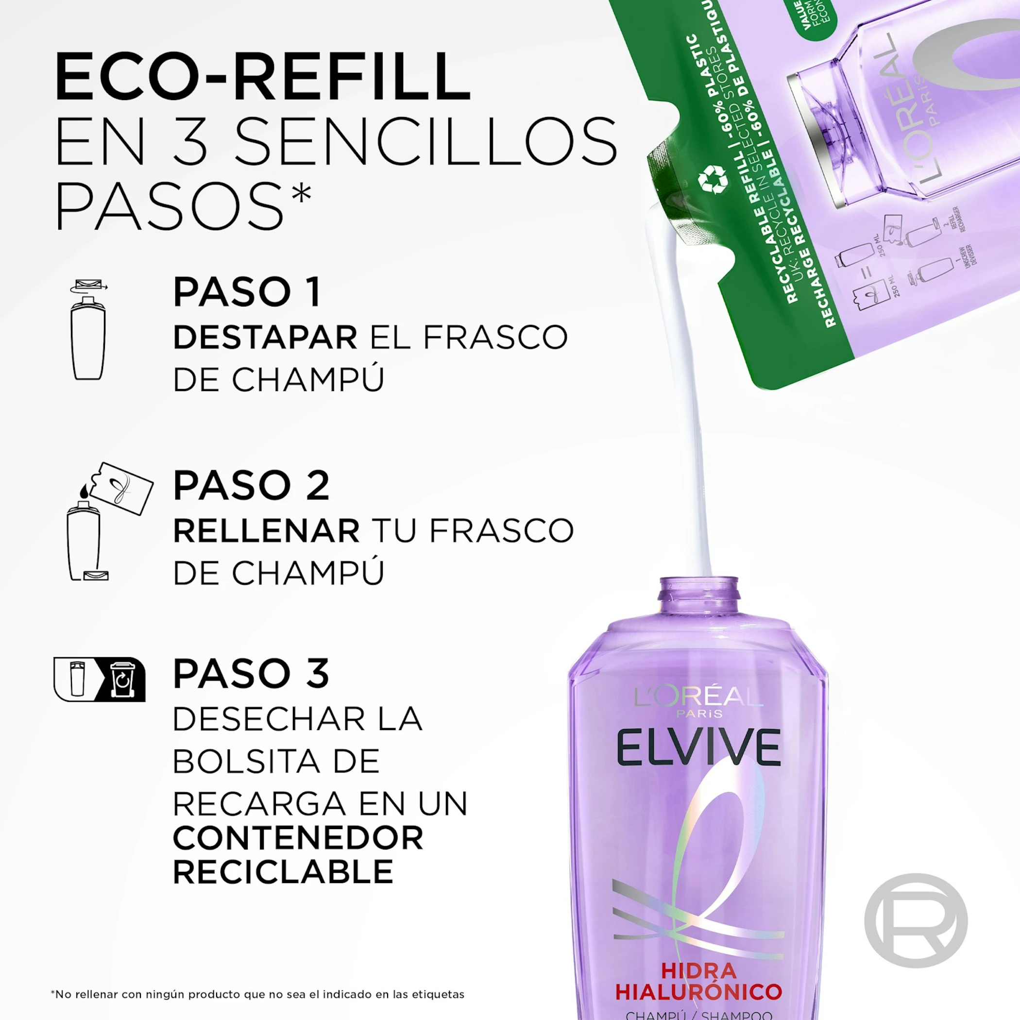 Champú Hydra Hyaluronic Ecopack Elvive 500Ml