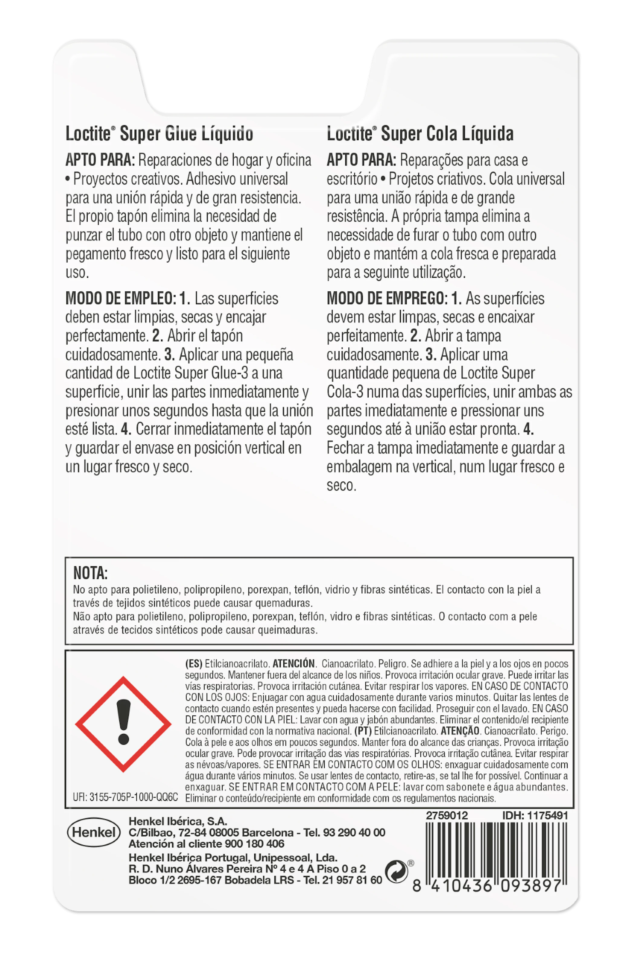 Pegamento Líquido Pincel Super Glue Loctite 4Gr