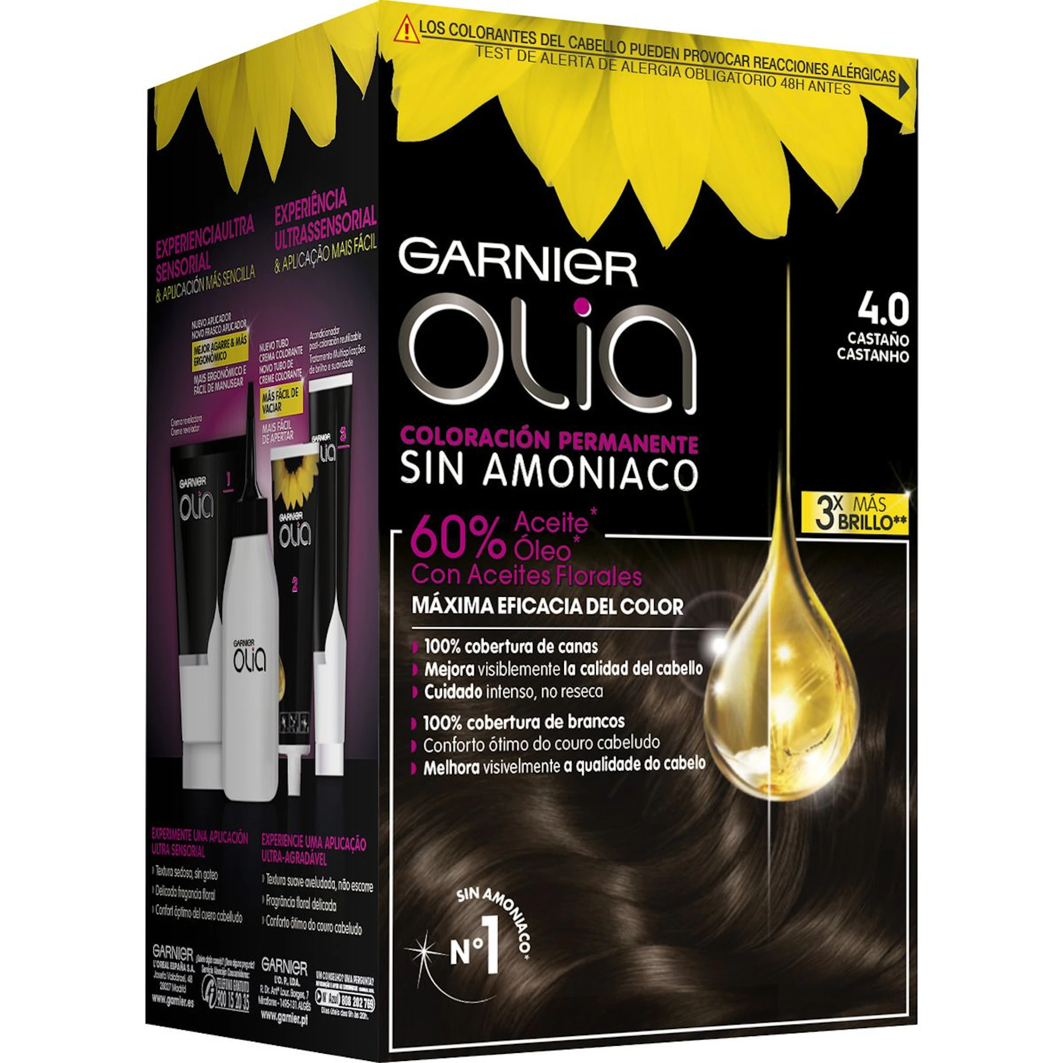 Tinte Permanente Sin Amoníaco Garnier Olia Tonos Castaños