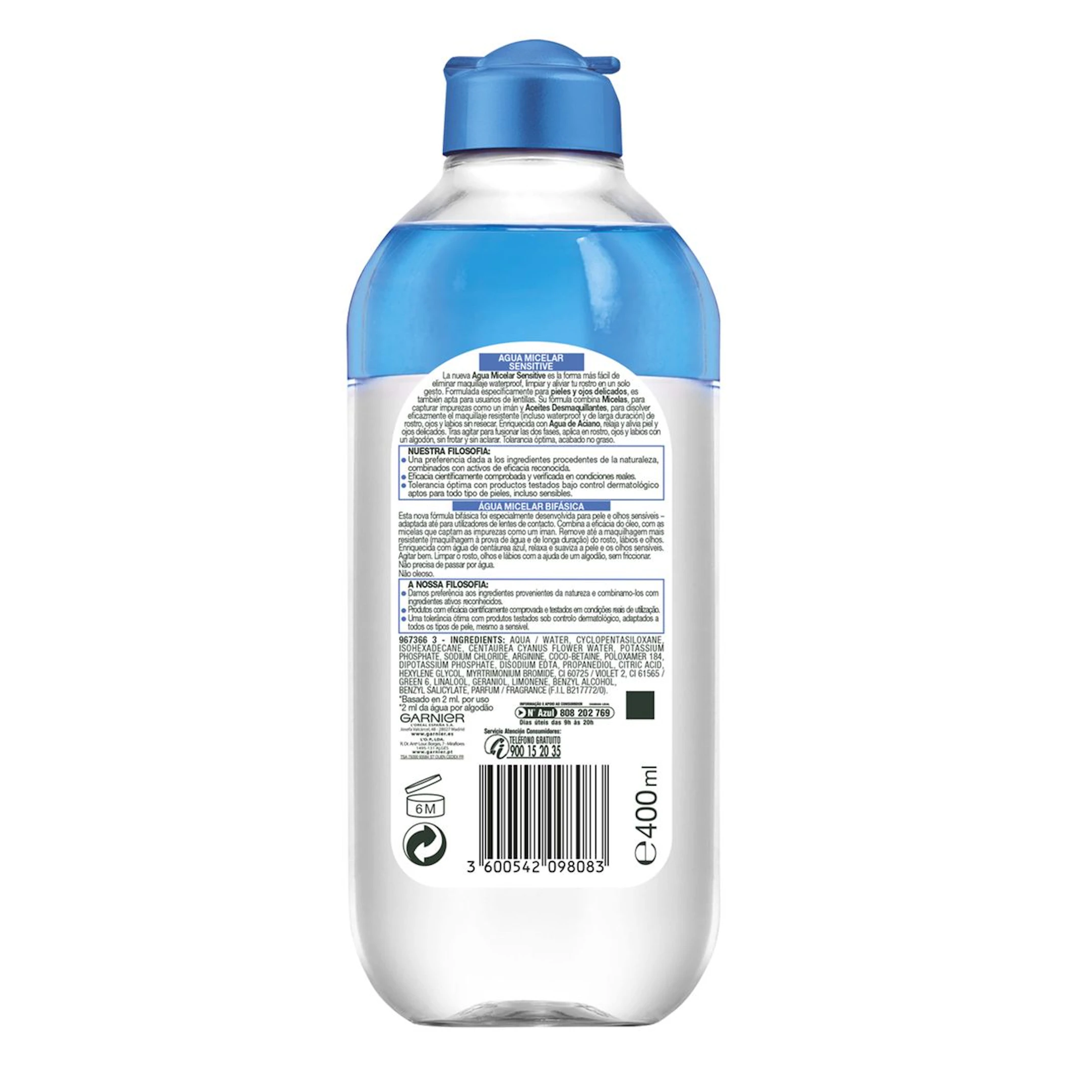 Agua Micelar Sensitive Garnier 400Ml