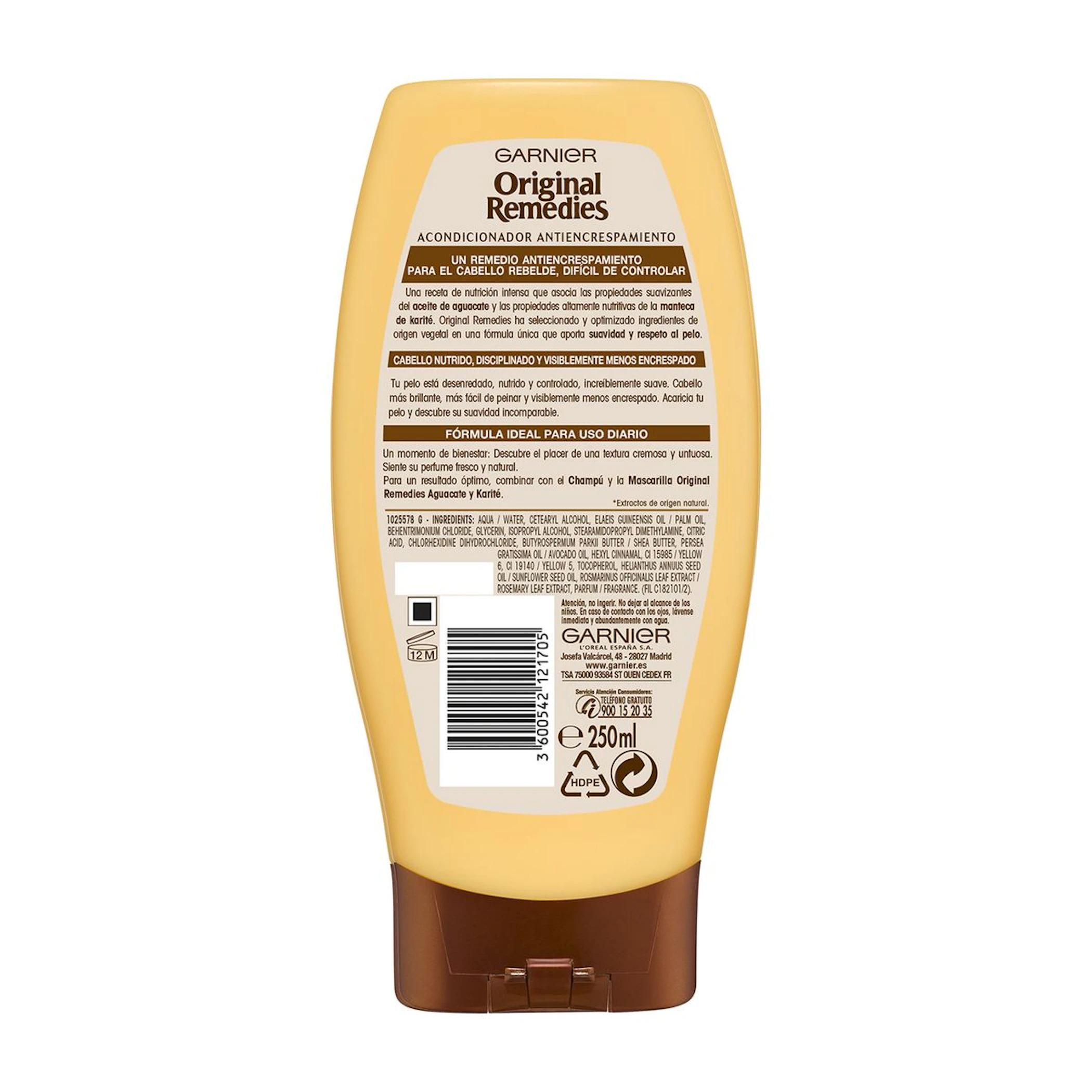 Acondicionador Aceite De Aguacate Y Manteca De Karité Original Remedies Para Pelo Rebelde 250Ml