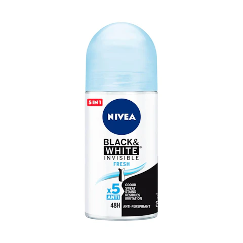 Desodorante invisible For Black&White Fresh NIVEA, roll on 50 ml