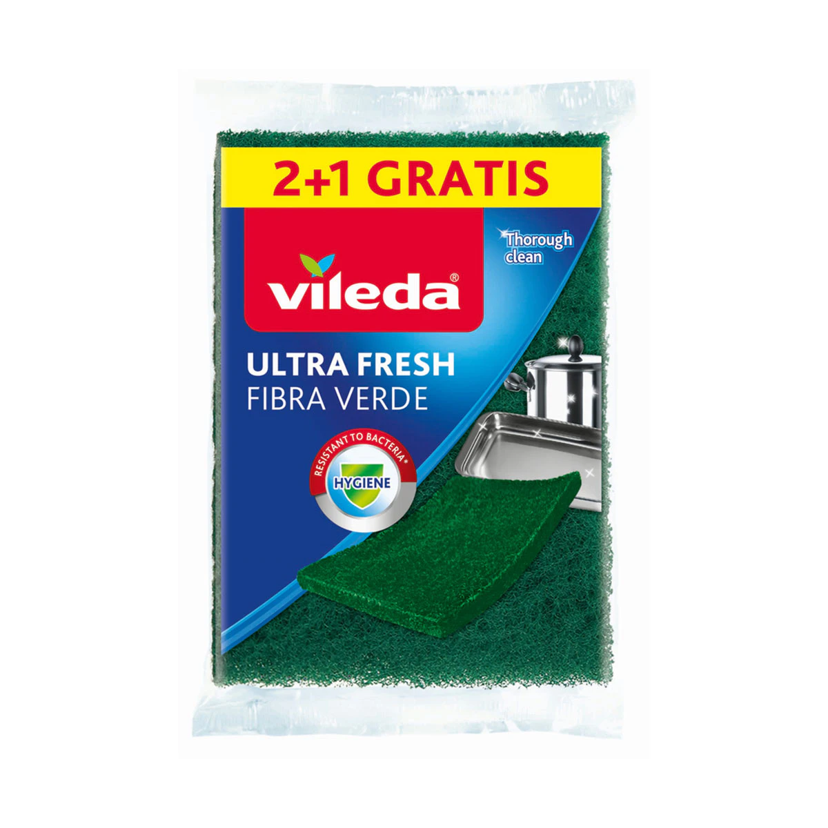 Estropajo Fibra Verde Ultra Fresh Vileda 3 Uds
