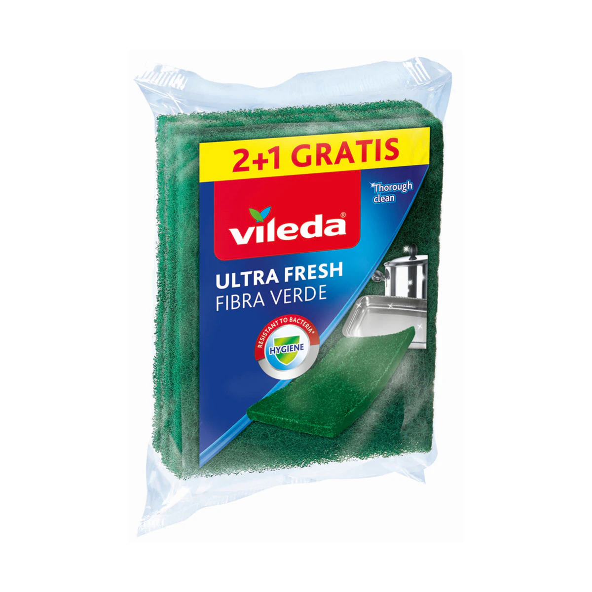 Estropajo Fibra Verde Ultra Fresh Vileda 3 Uds