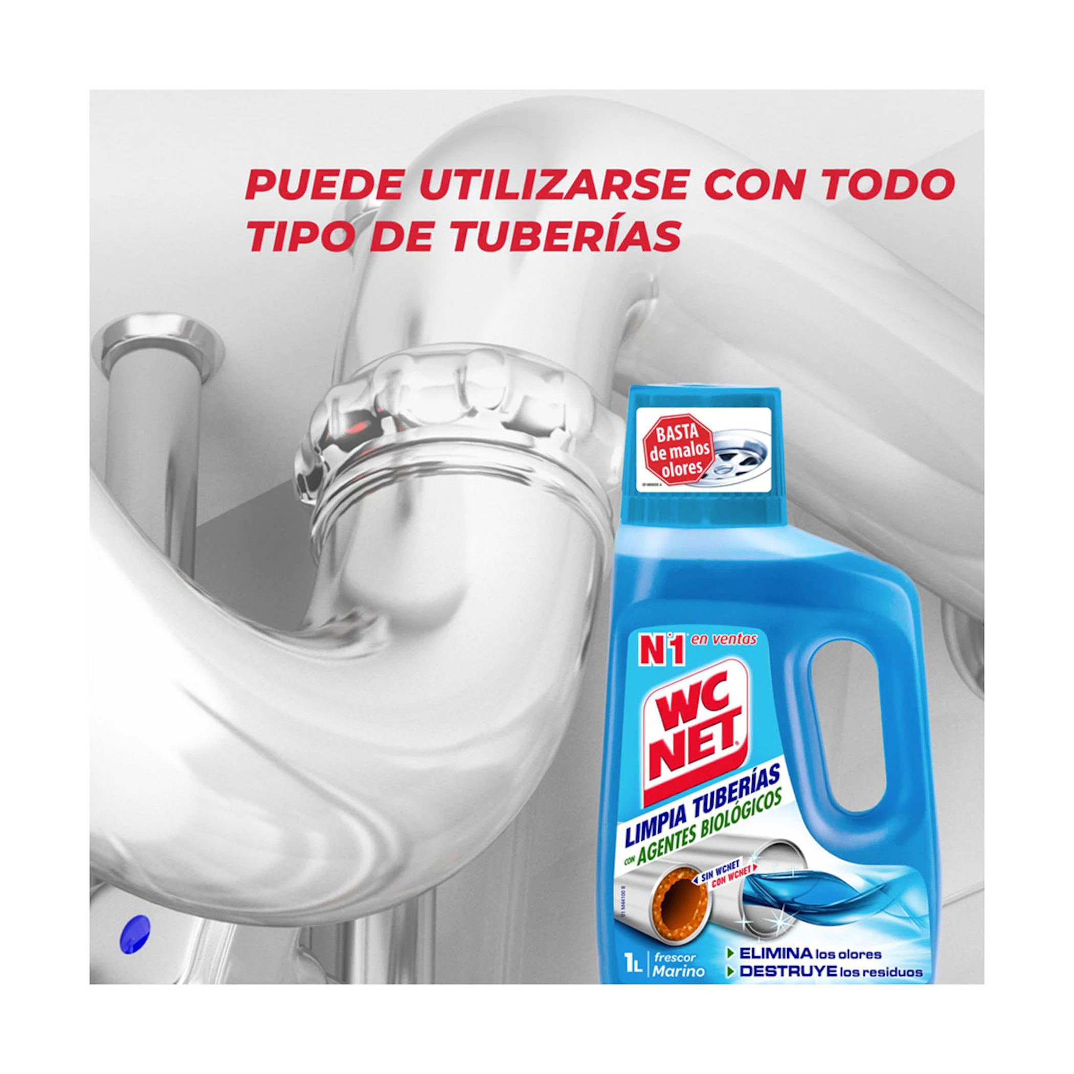 Limpia Tuberías Con Agentes Biológicos Frescor Marino WC Net 1 Lt