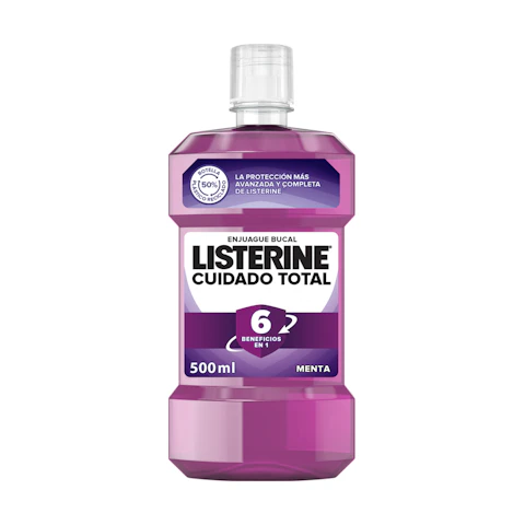 Enjuague bucal menta LISTERINE TOTAL CARE, botella 500 ml