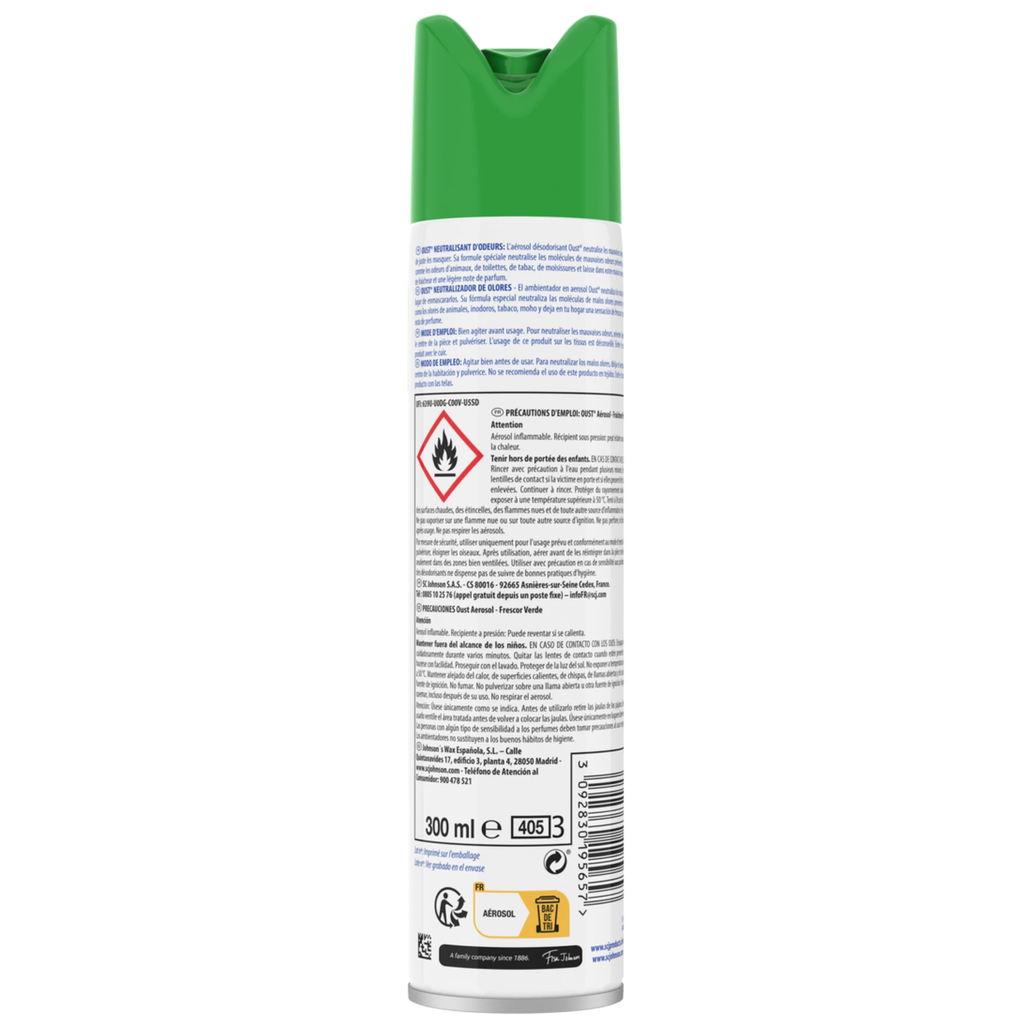 Neutralizador De Olores Frescor Verde Oust 300Ml
