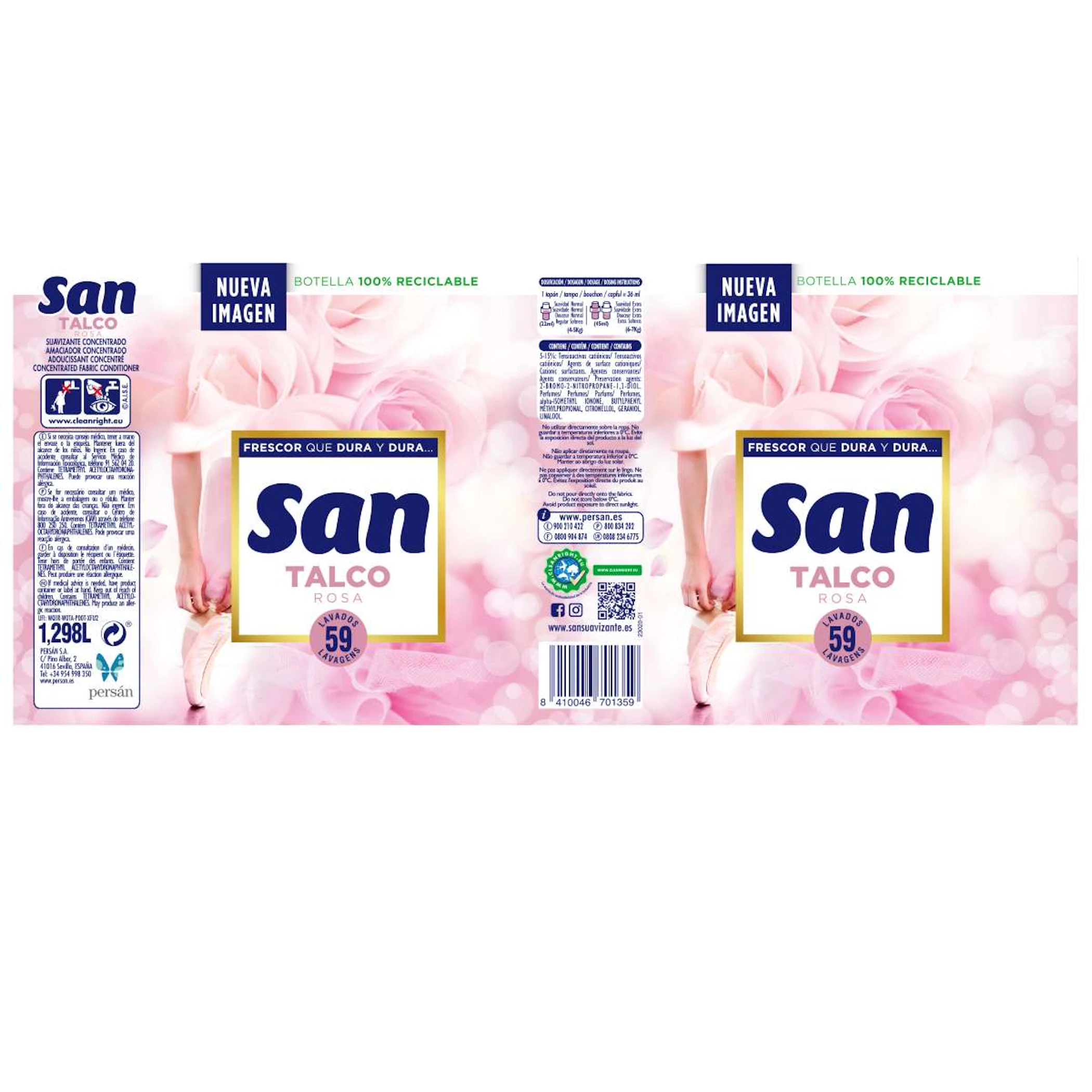 Amaciador Concentrado Talco Rosa San 59 Lv