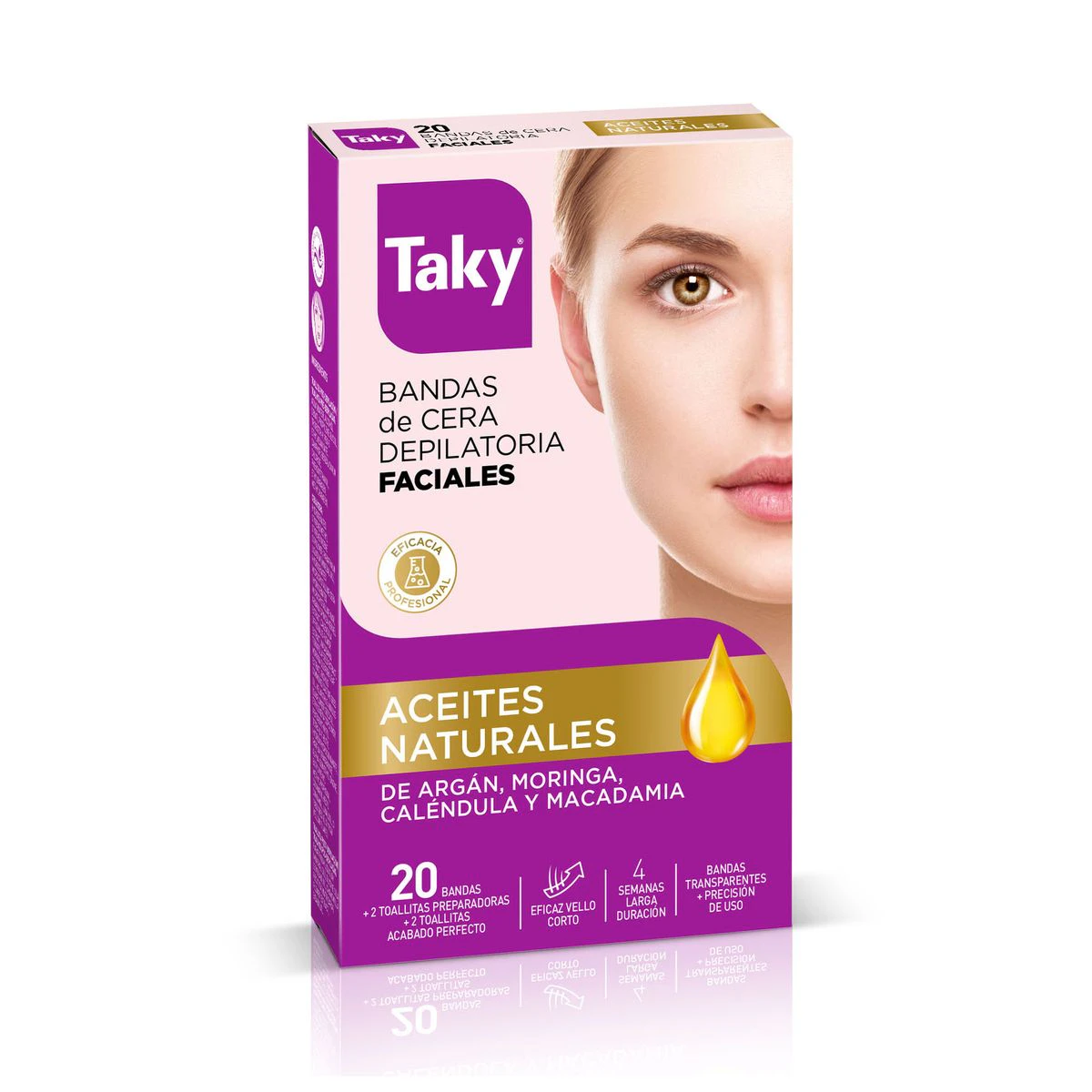 Bandas Depilatorias Faciales Con Aceites Naturales Taky 20 Uds