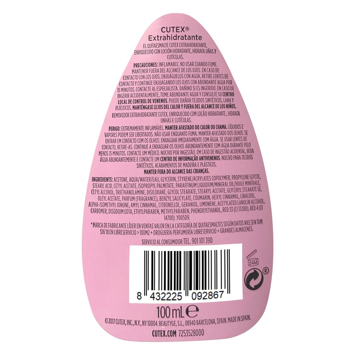 Quitaesmalte Hidratante Cutex 100Ml