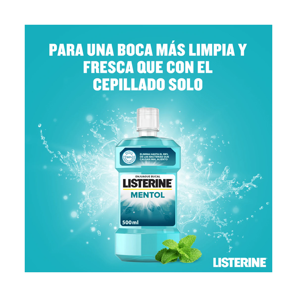 Enjuague Bucal Mentol Listerine 500Ml