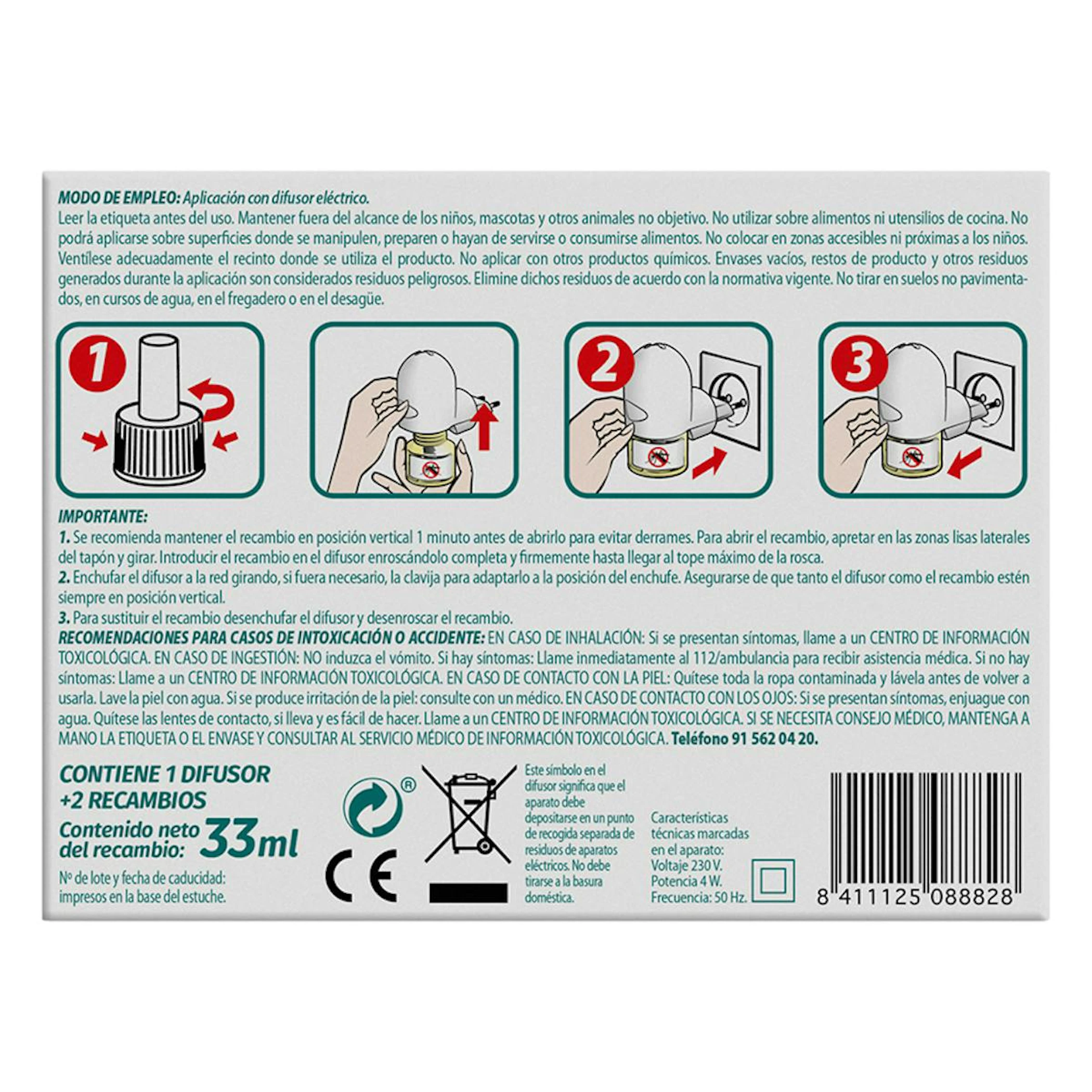 Insecticida Eléctrico Antimosquitos + 2 Recambios Kill-Paff