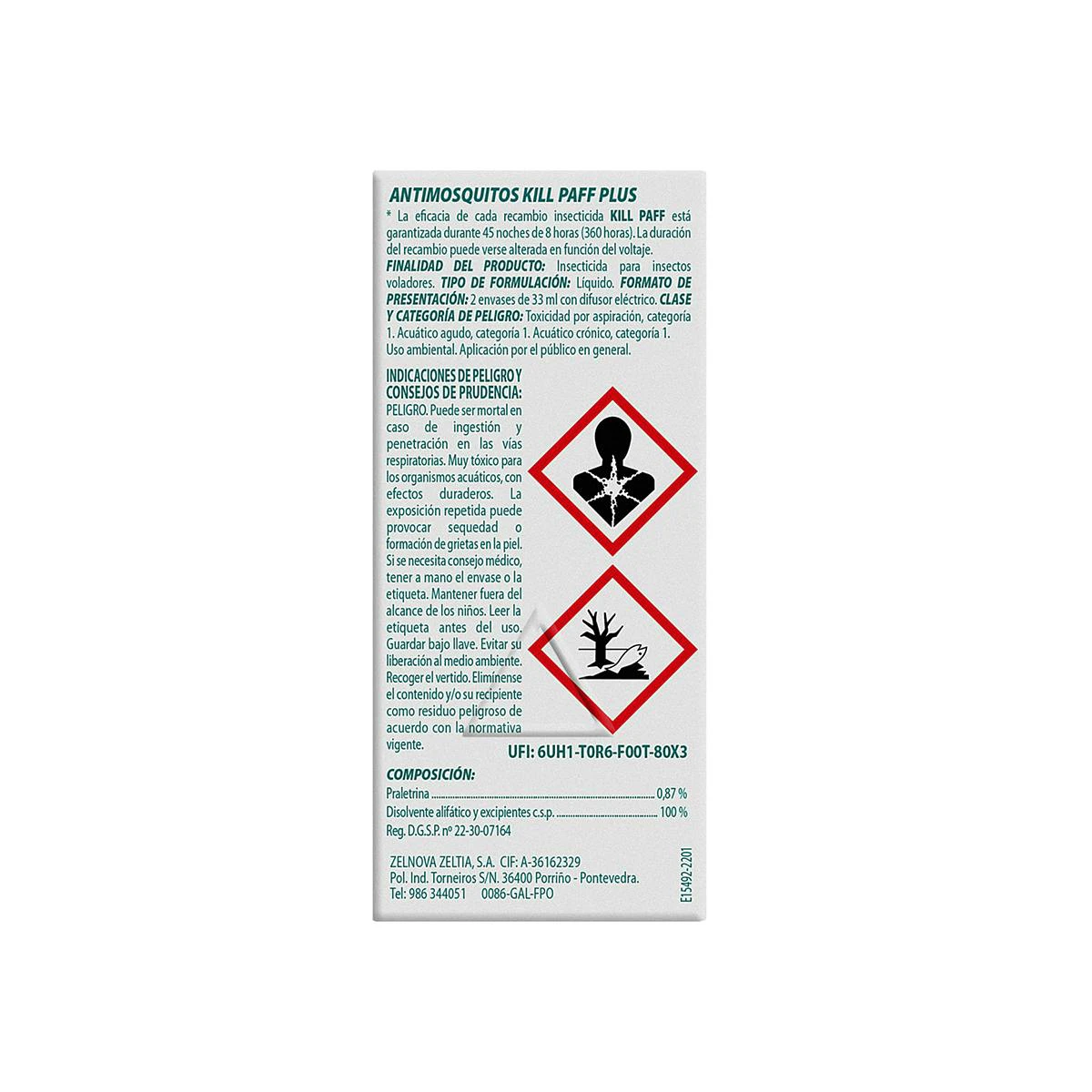 Insecticida Eléctrico Antimosquitos + 2 Recambios Kill-Paff