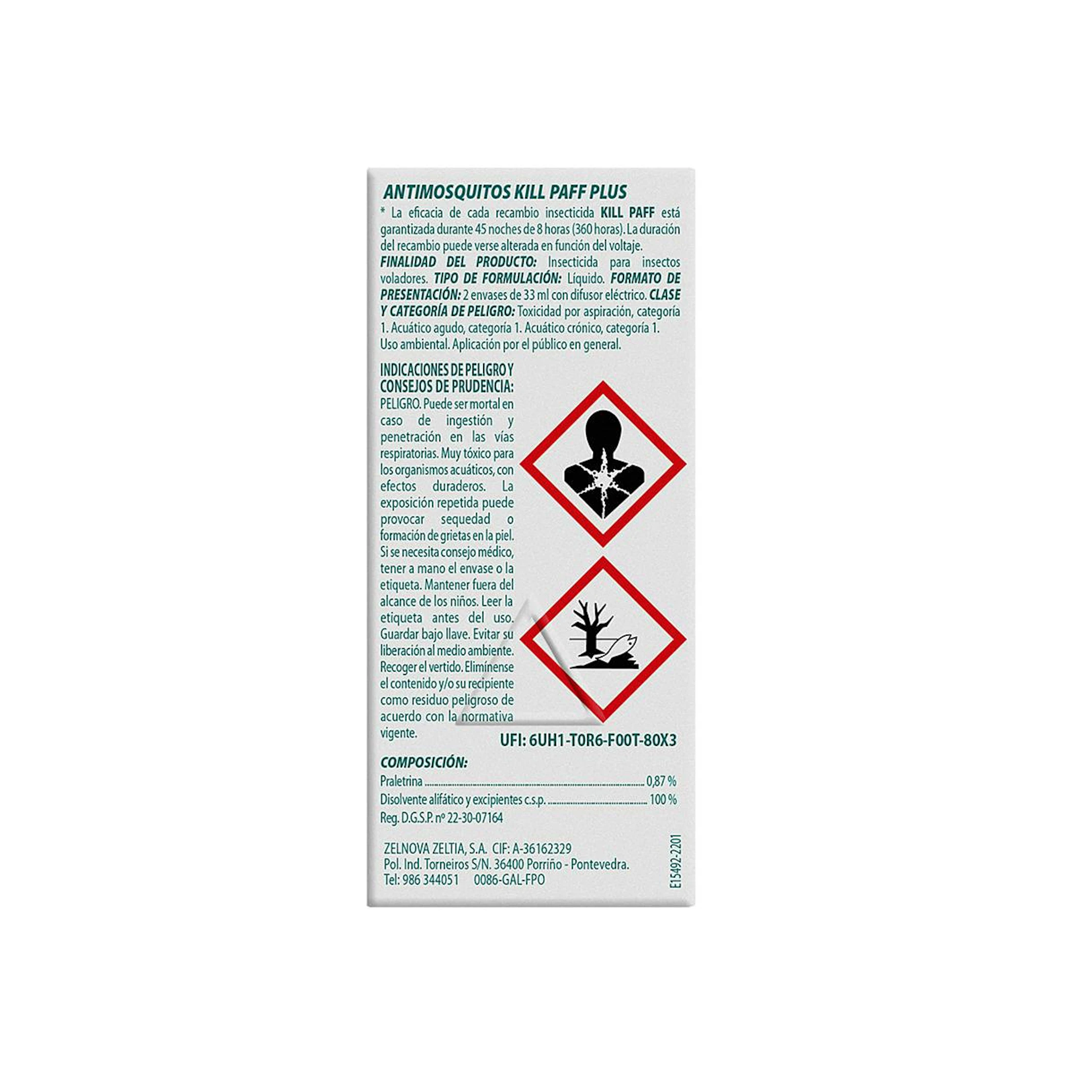 Insecticida Eléctrico Antimosquitos + 2 Recambios Kill-Paff