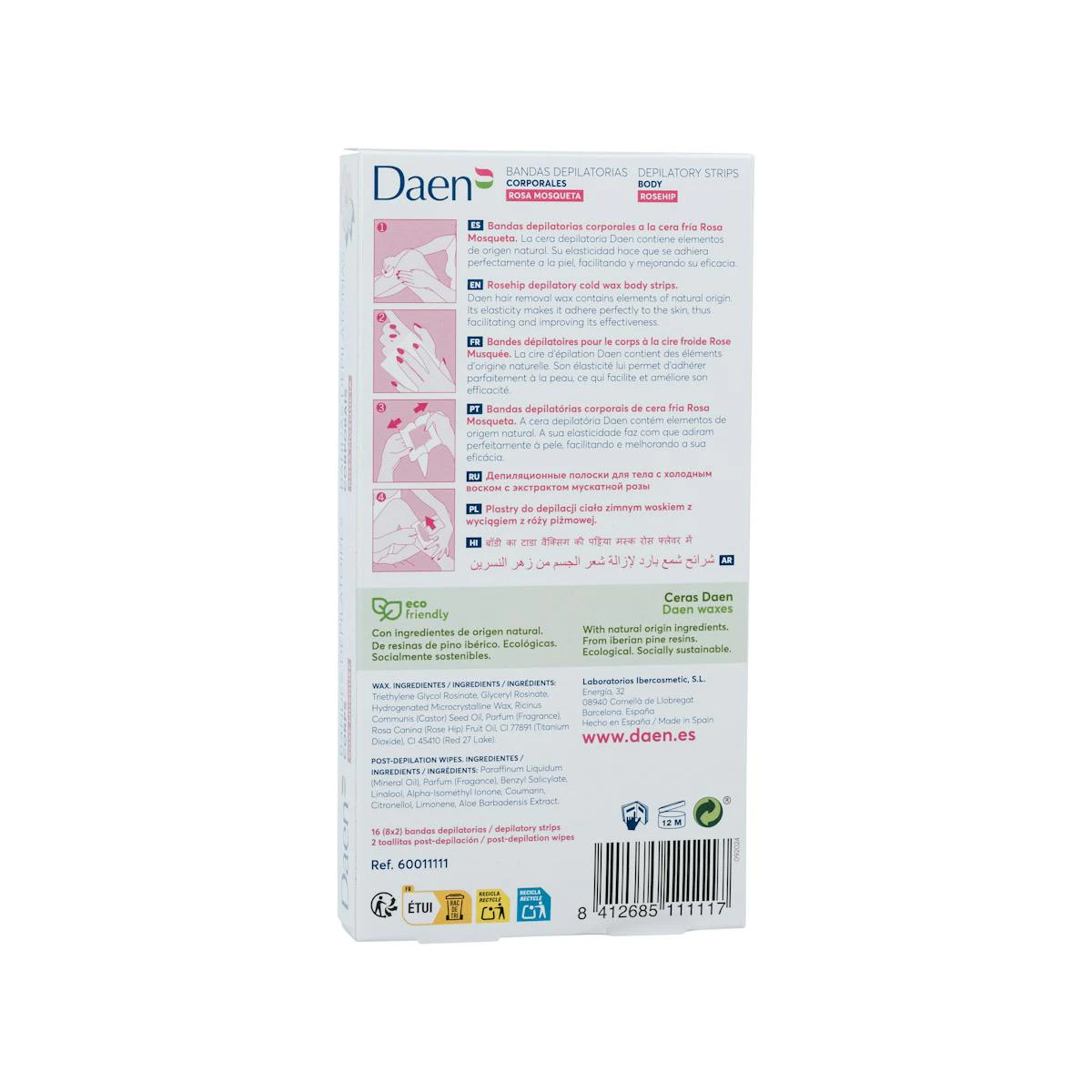 Bandas Depilatorias Corporales Rosa Mosqueta Daen 16 Uds