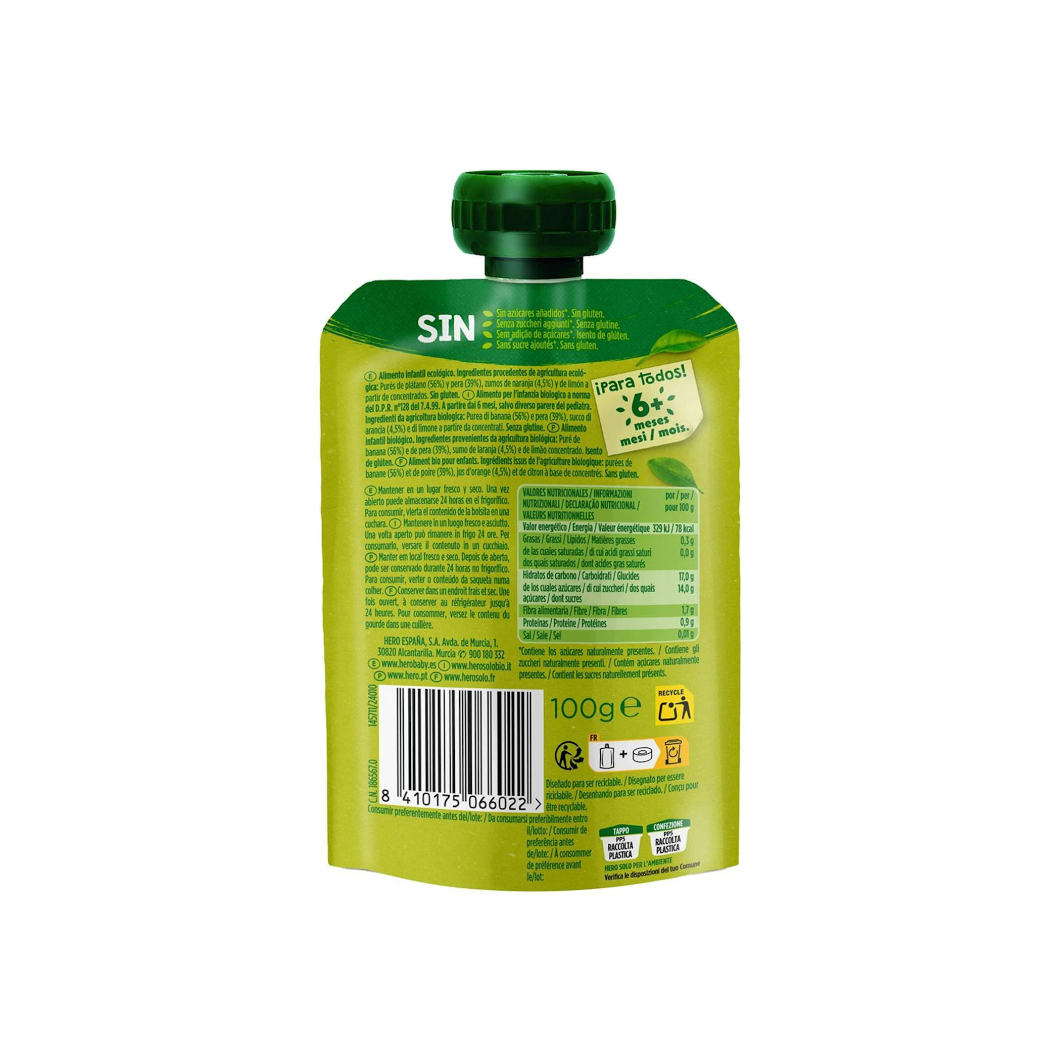 Bolsita Plátano, Pera Y Naranja Hero 100 Gr