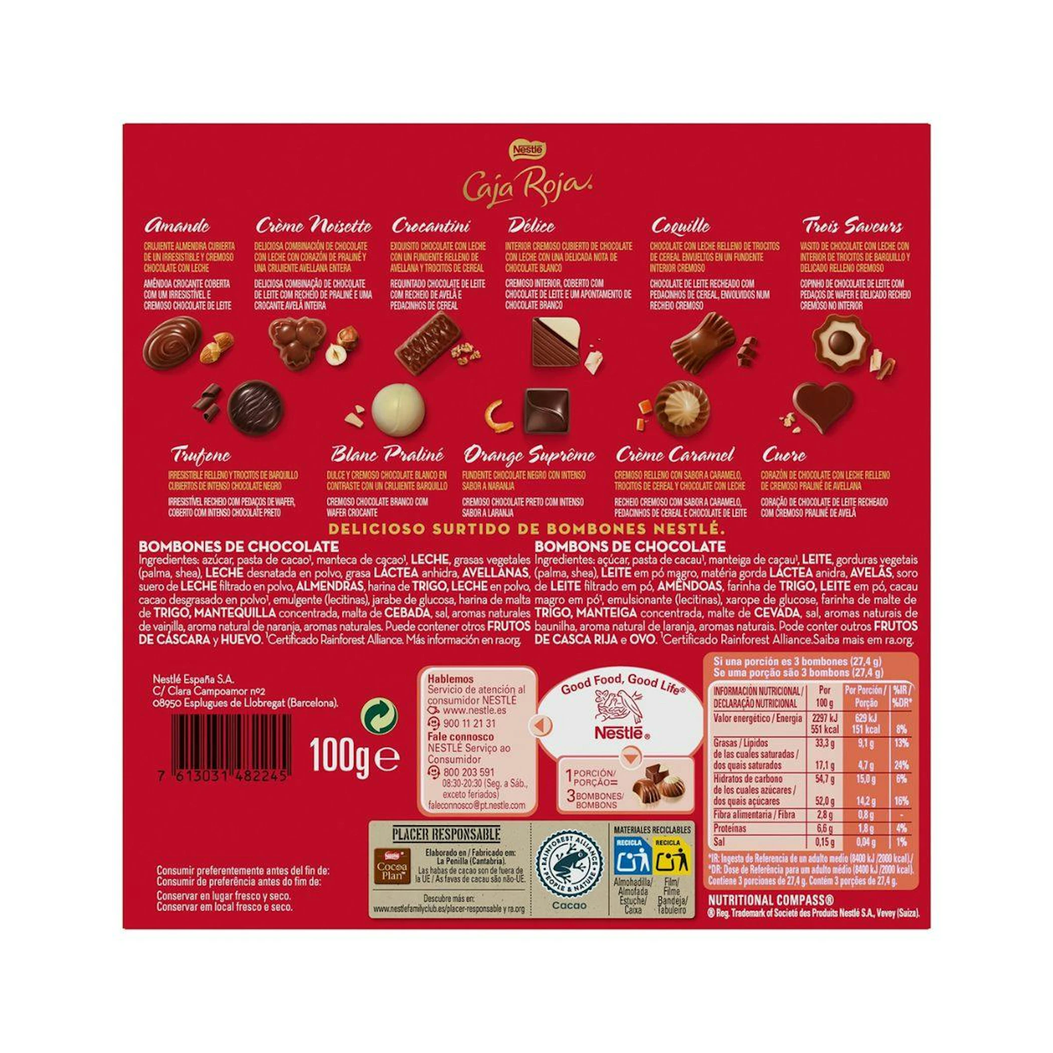 Bombons De Chocolate Caixa Roja Nestlé 11 unid.