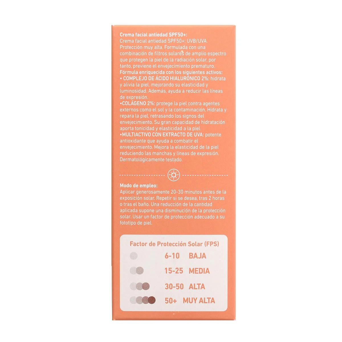 Crema Solar Facial Antiedad SPF 50+ Bonté 50Ml