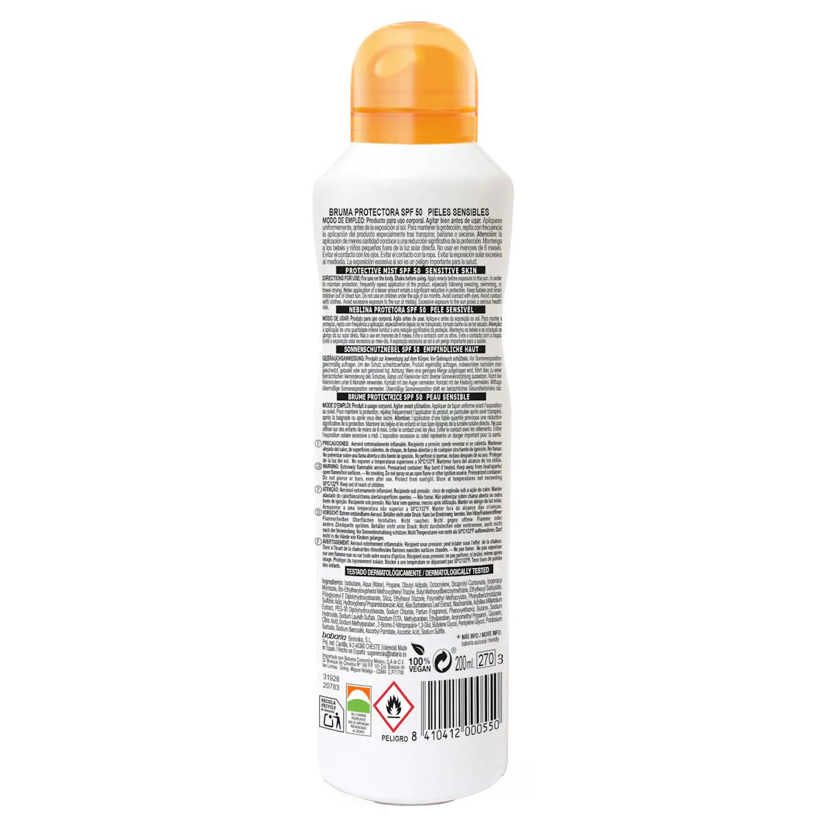 Bruma Solar Pieles Sensibles Aloe SPF 50 Babaria 20Ml