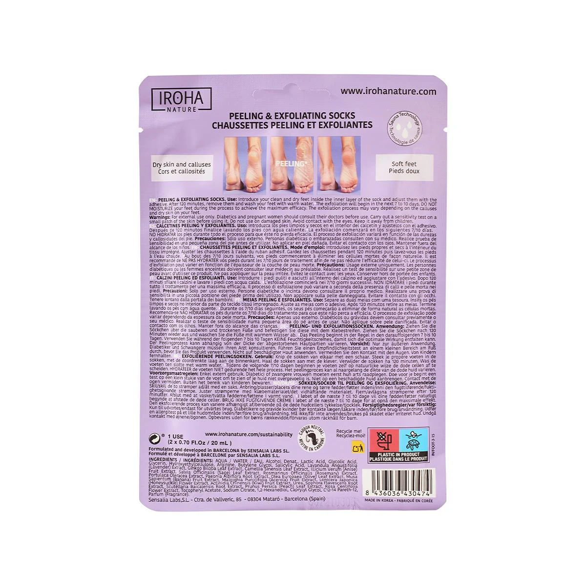 Mascarilla De Pies Peeling Y Exfoliación Iroha Nature