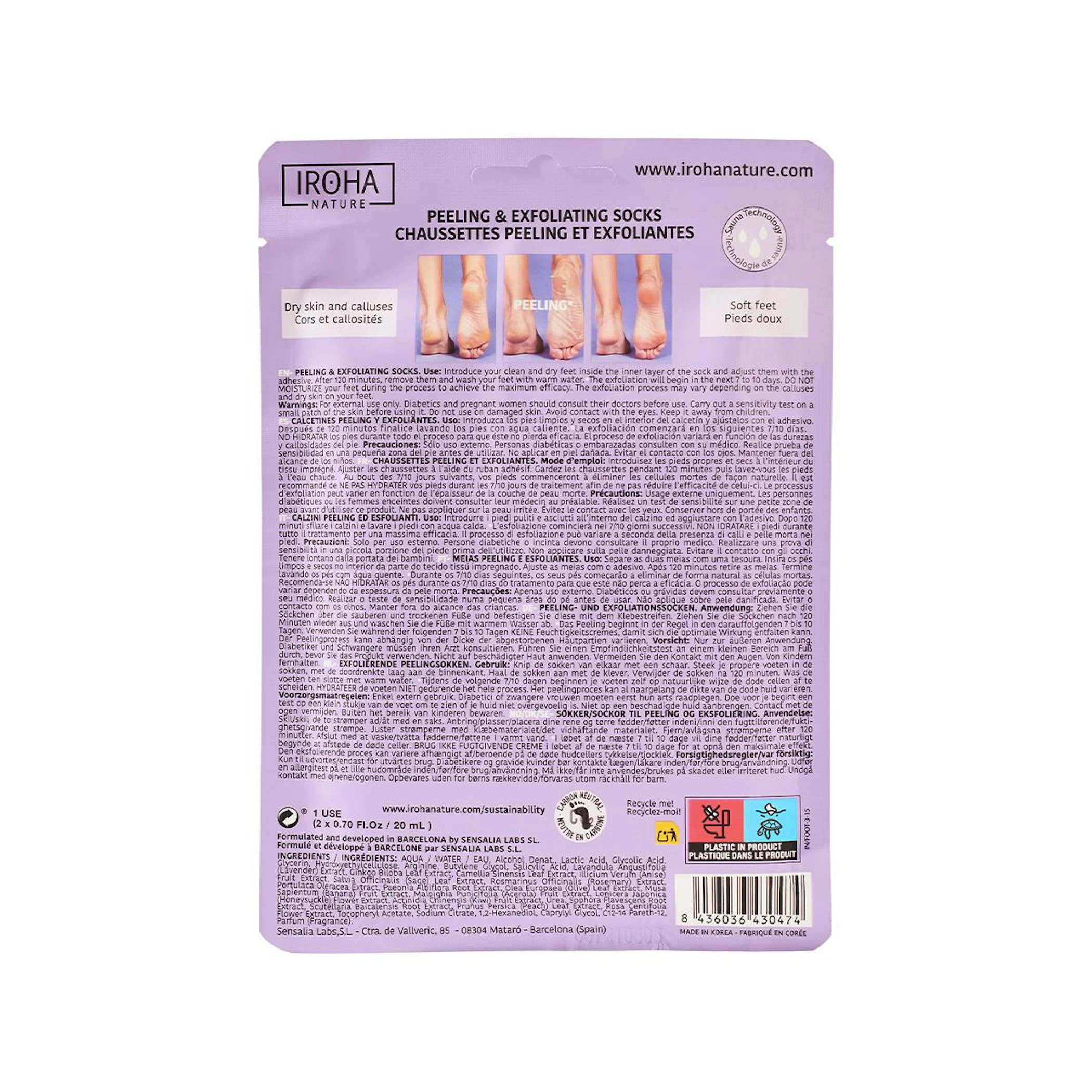 Mascarilla De Pies Peeling Y Exfoliación Iroha Nature