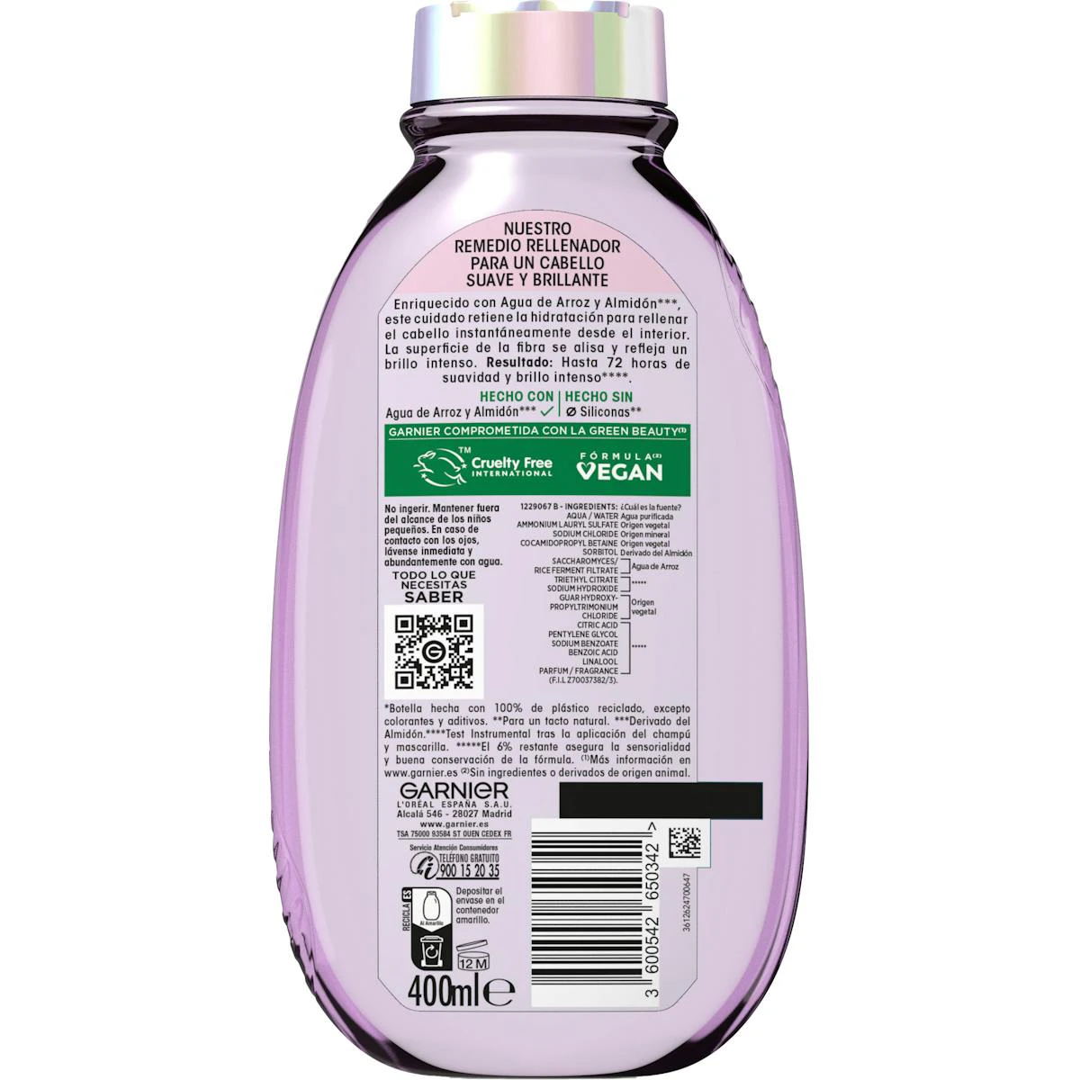 Champú Rellenador Infusion Agua De Arroz Original Remedies 400Ml