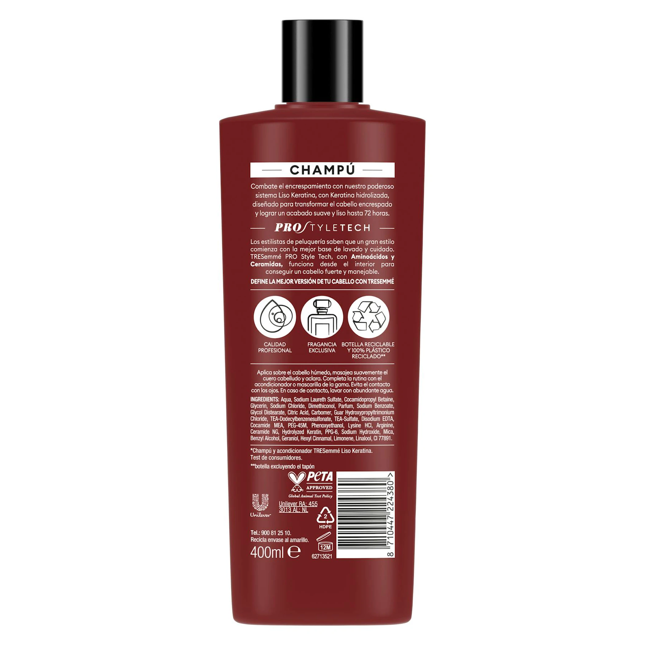 Champú Liso Keratina TRESemmé 400Ml