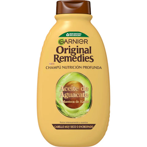 Champú aceite de aguacate ORIGINAL REMEDIES, bote 400 ml