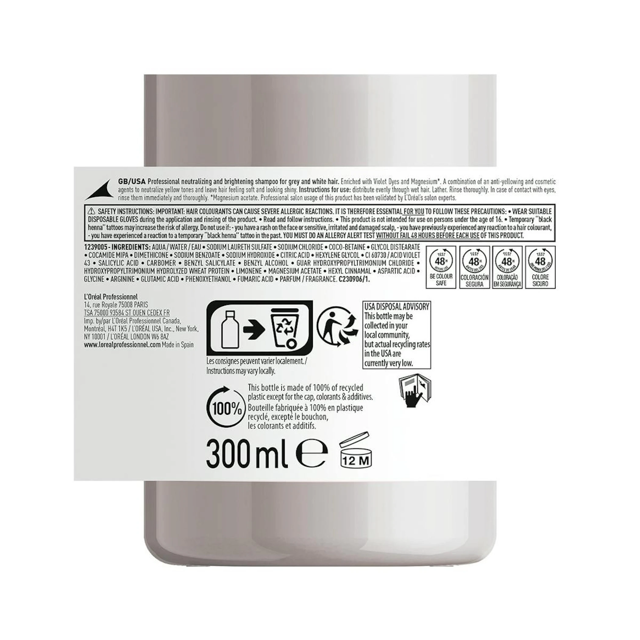 Champú Silver L'Oréal Professionnel 300Ml