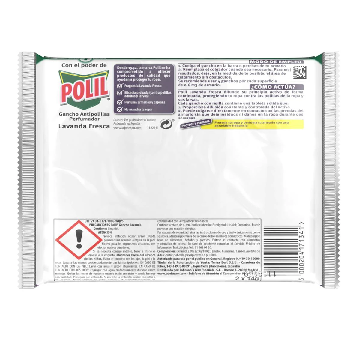 Gancho Anti-Traça Perfumador Lavanda Polil 4 unid.