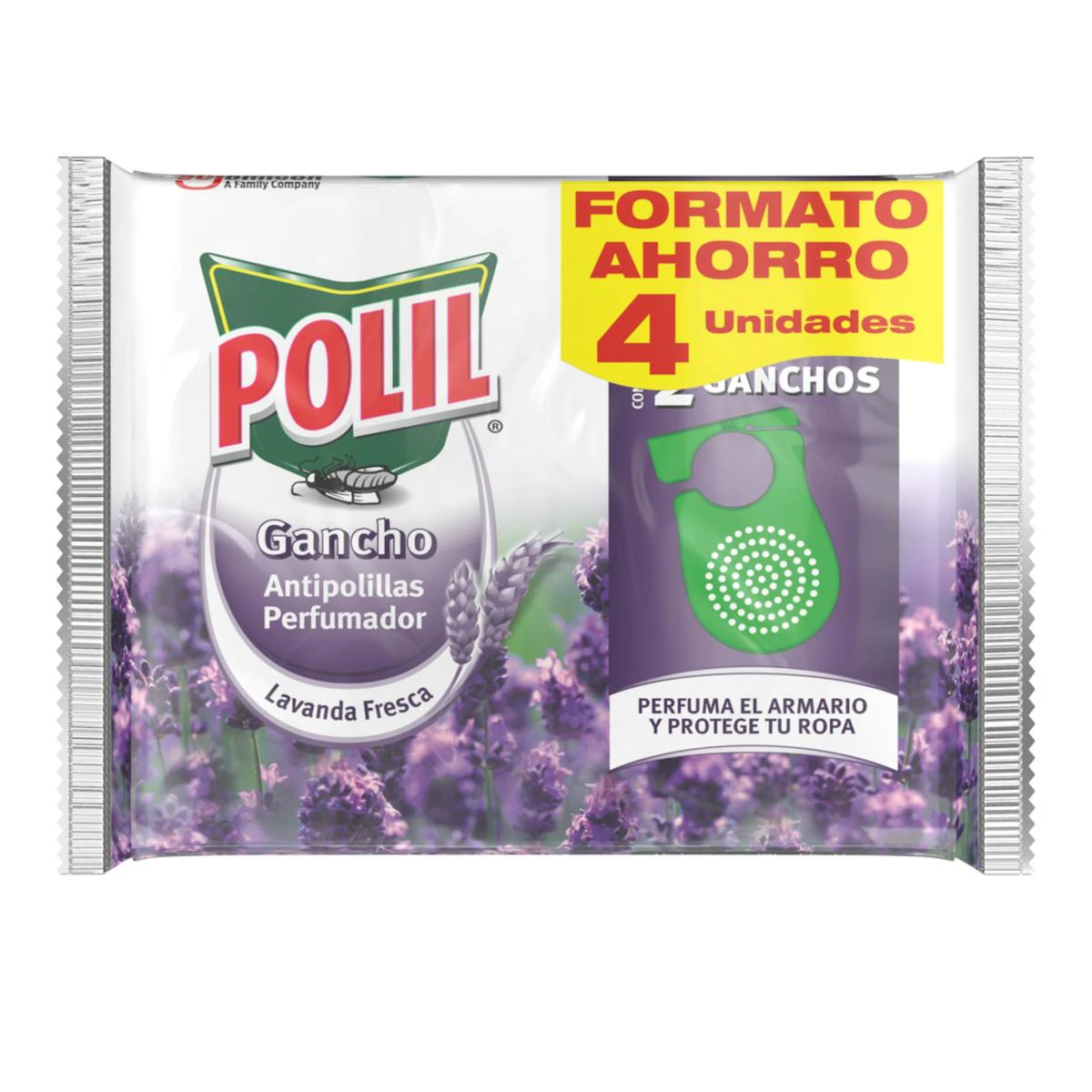 Gancho Anti-Traça Perfumador Lavanda Polil 4 unid.