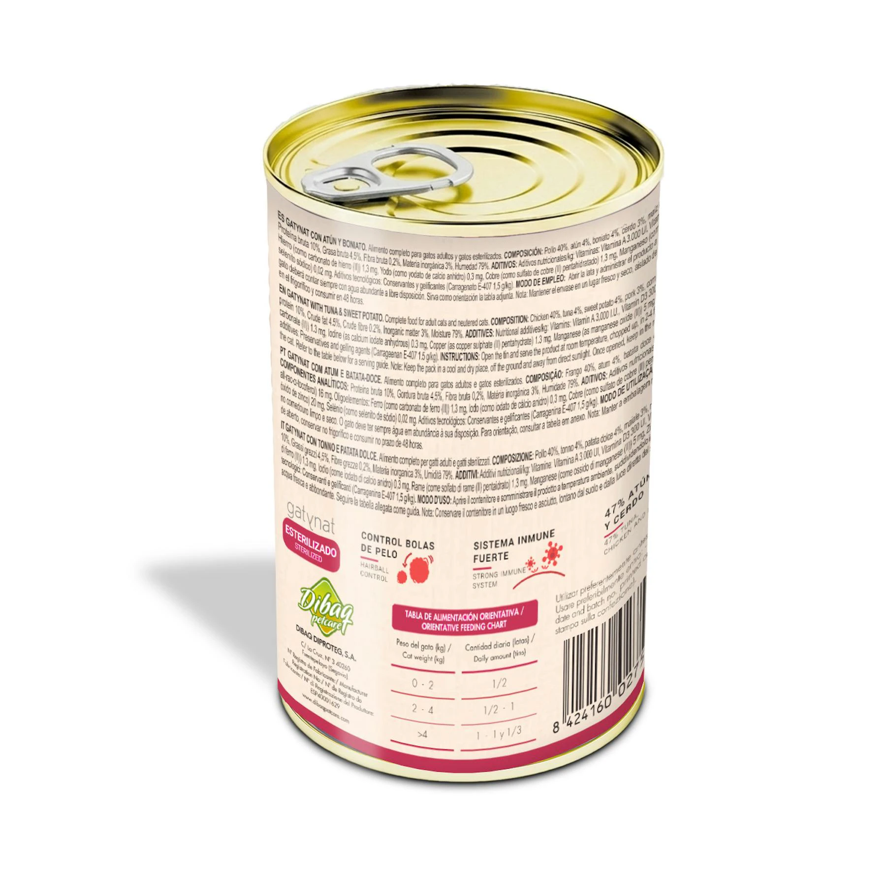 Comida Húmeda Gato Atún Y Boniato Gatynat 400Gr