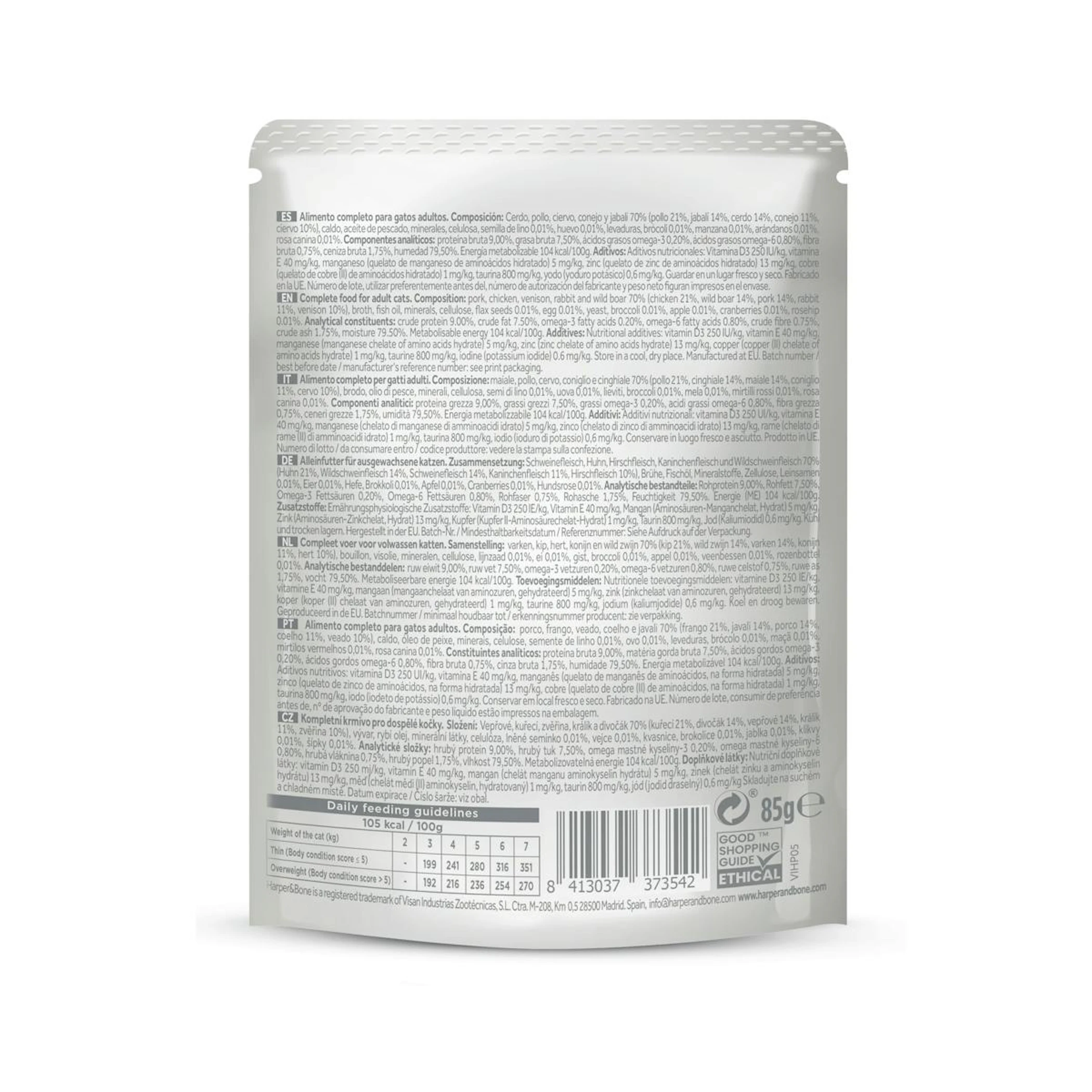 Comida Húmida Gatos Grain Free Wild Mountain Harper & Bone 85  Gr