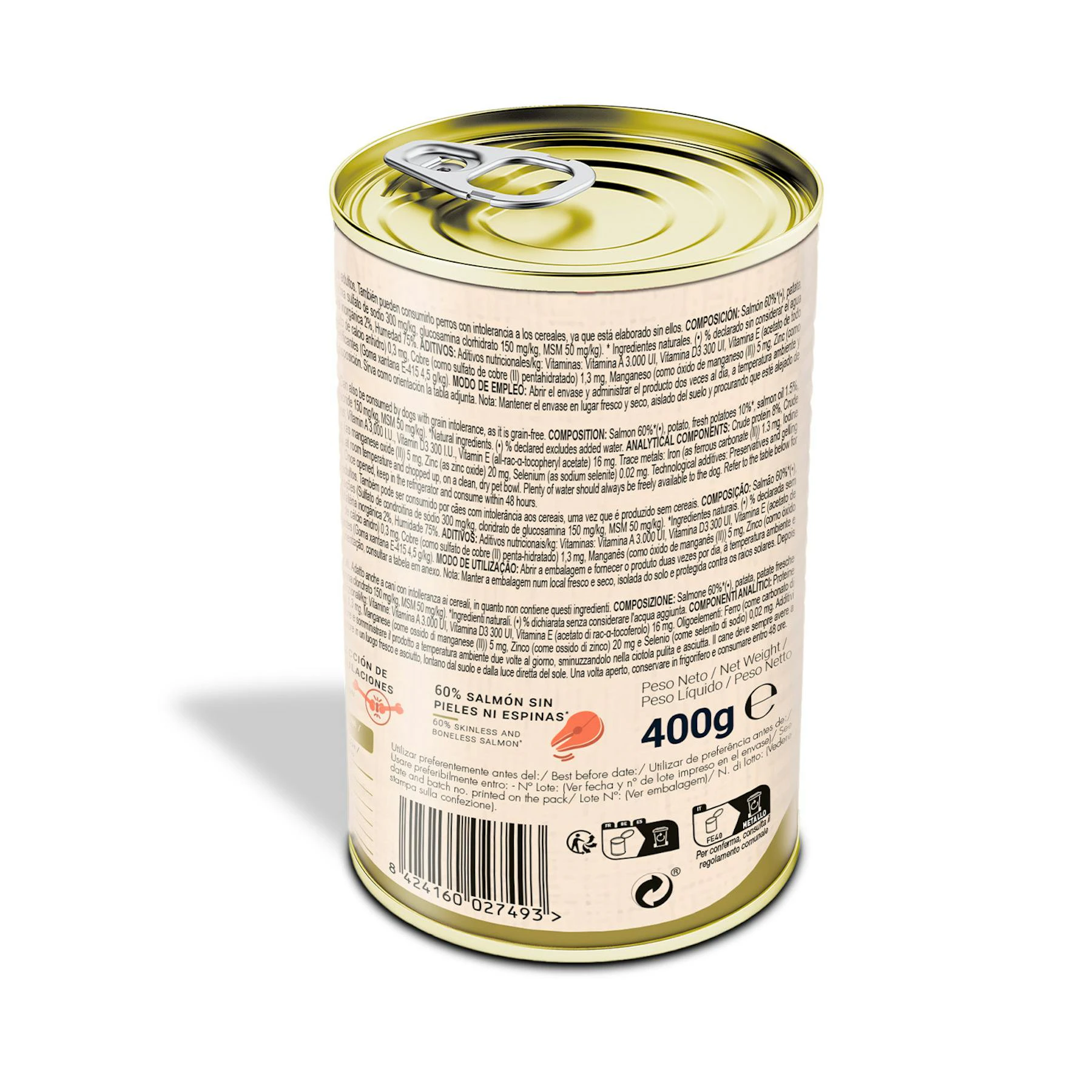 Comida Húmeda Perro Grain Free Salmón Y Patata Perrynat 400Gr