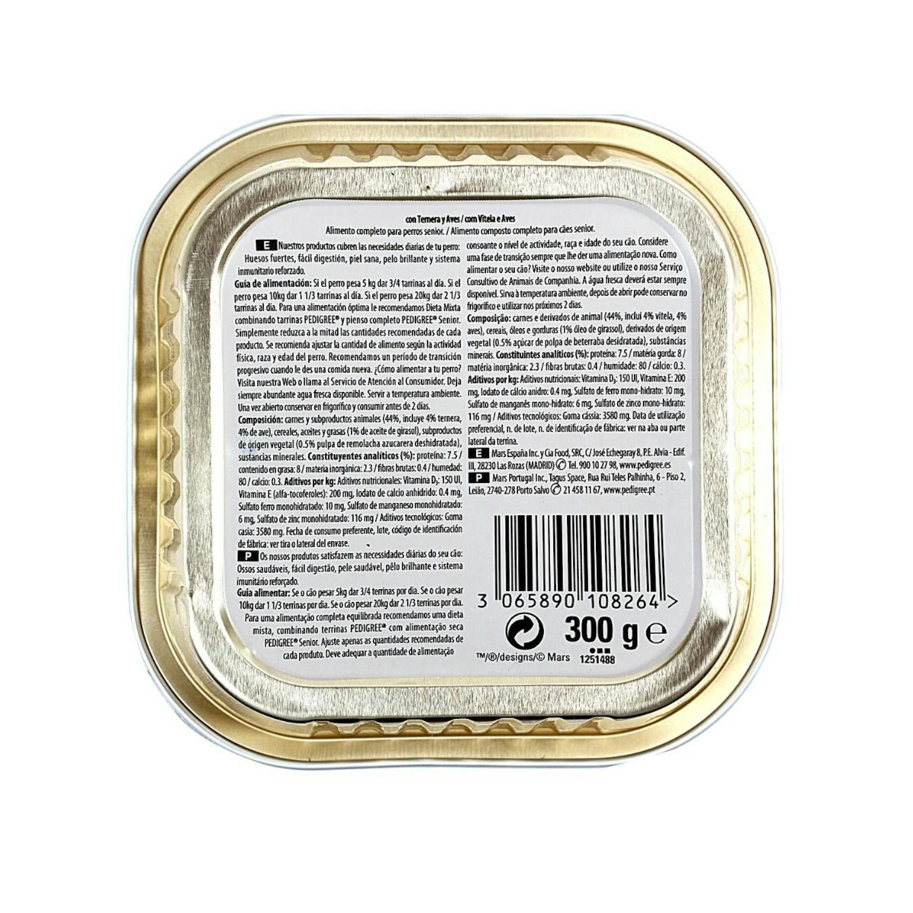 Comida Húmeda Perro Senior Ternera Y Aves Pedigree 300 Gr