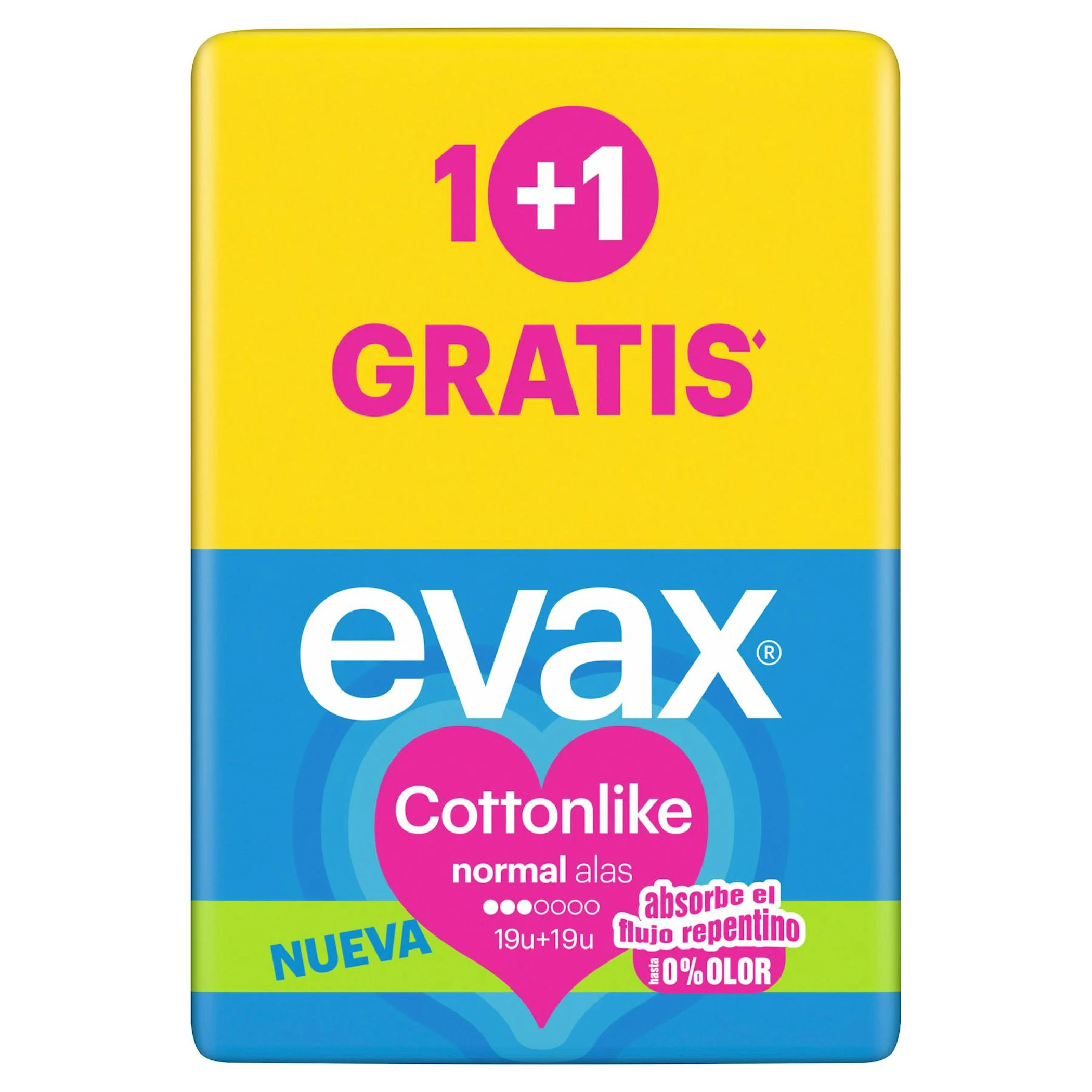 Pensos Higiénicos Com Abas Cottonlike Normal Evax 38 Unid