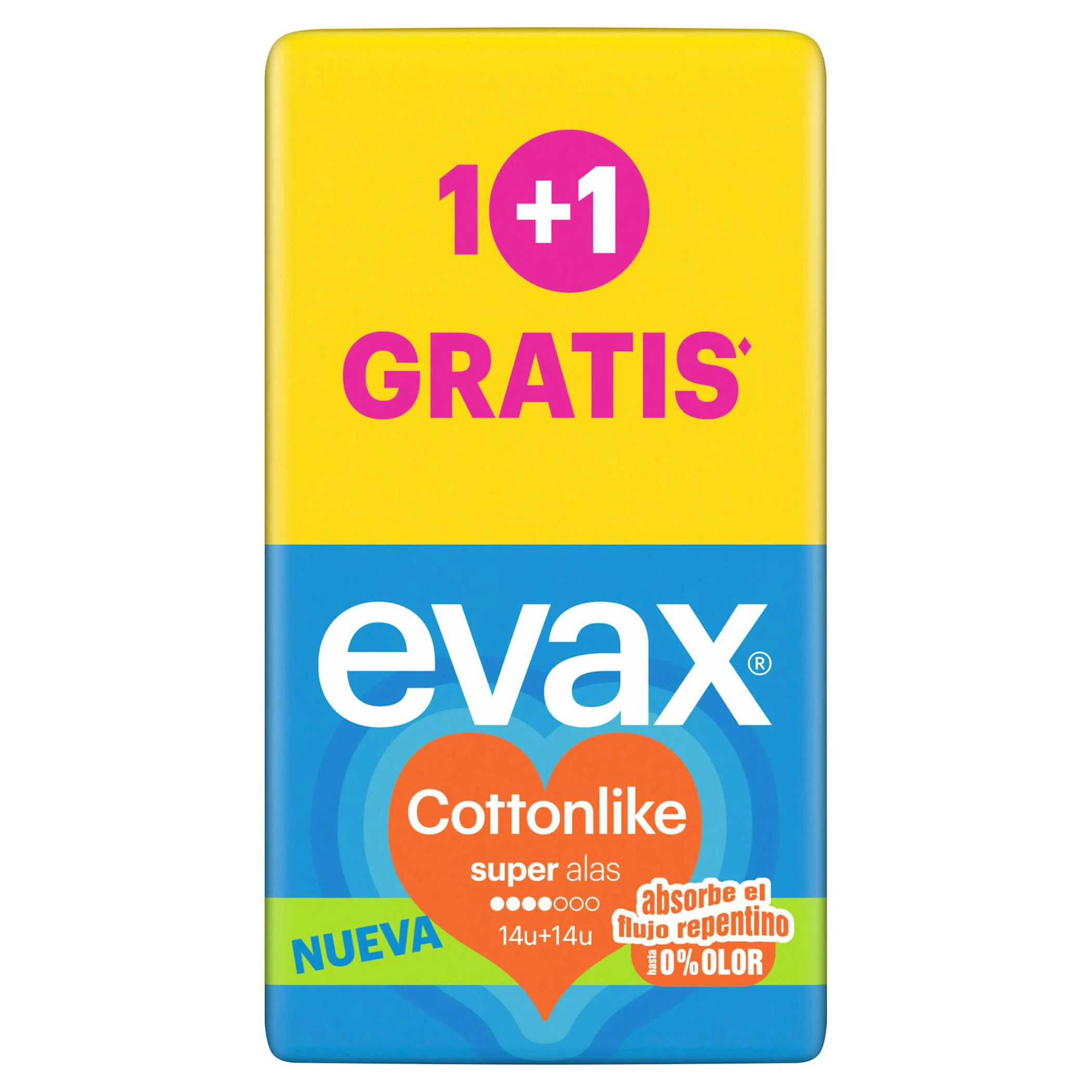Compresas Con Alas Cottonlike Super Evax 28 Uds