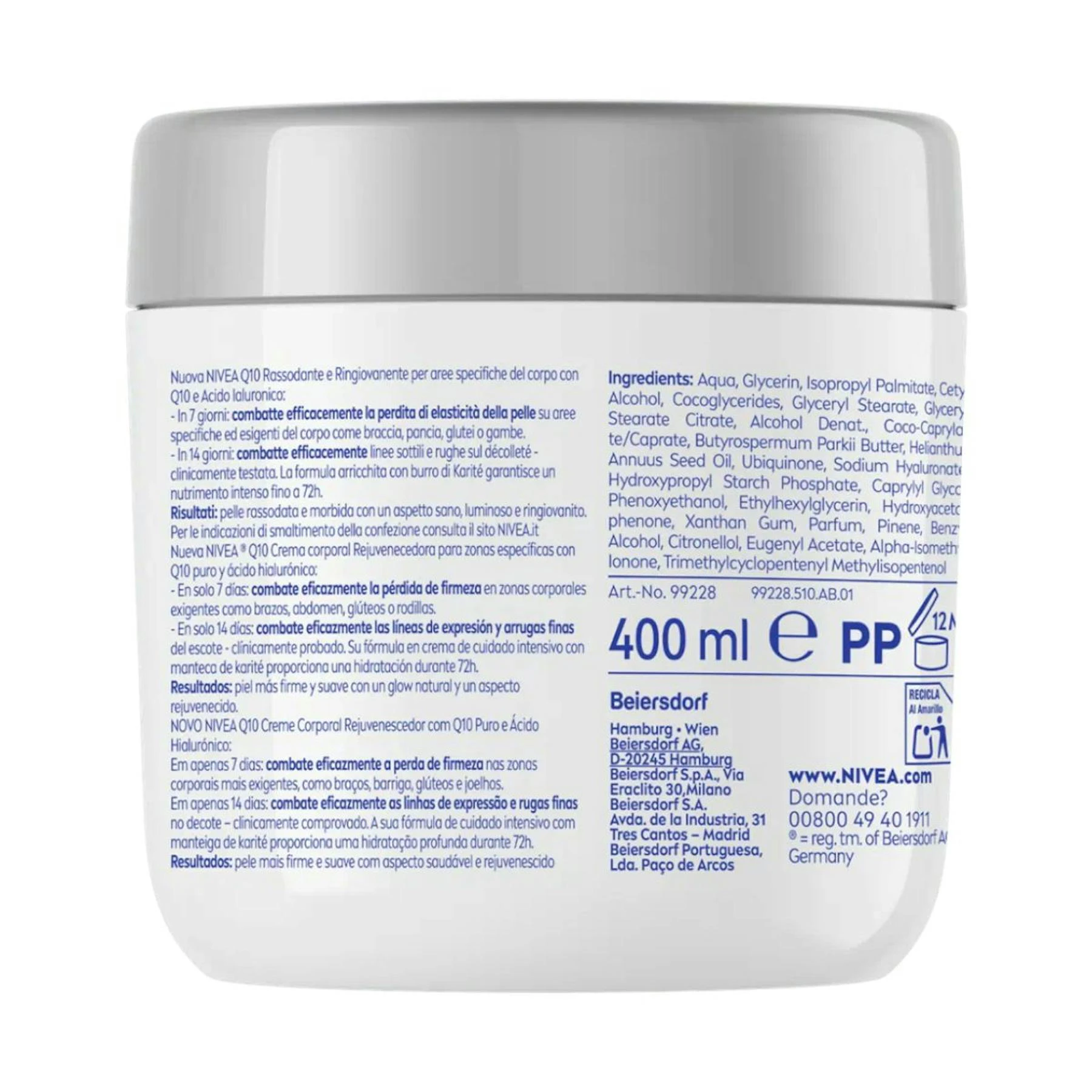 Crema Corporal Reafirmante Y Rejuvenecedora Q10 Nivea 400Ml